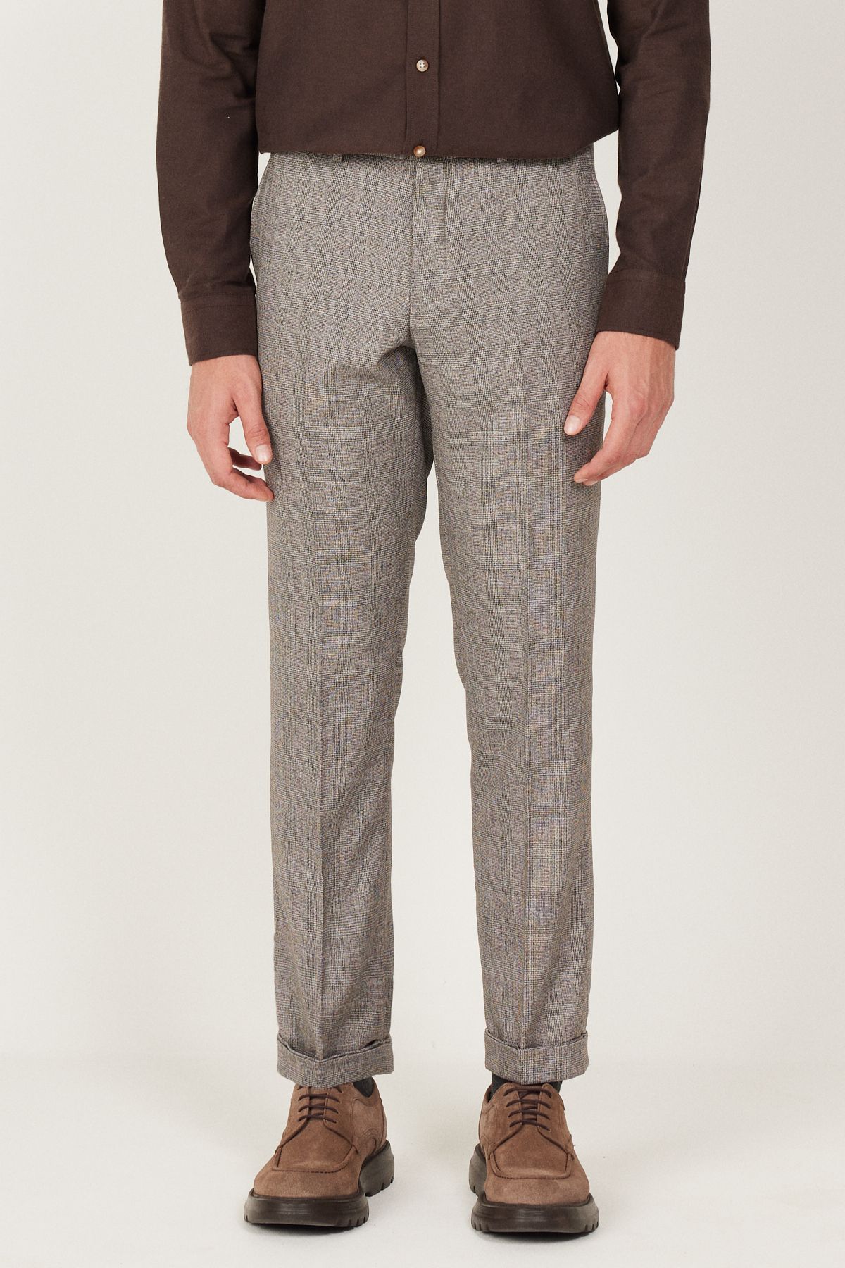 Altınyıldız Classics Erkek Kahverengi Comfort Fit Rahat Kesim Beli Lastikli Desenli Esnek Pantolon