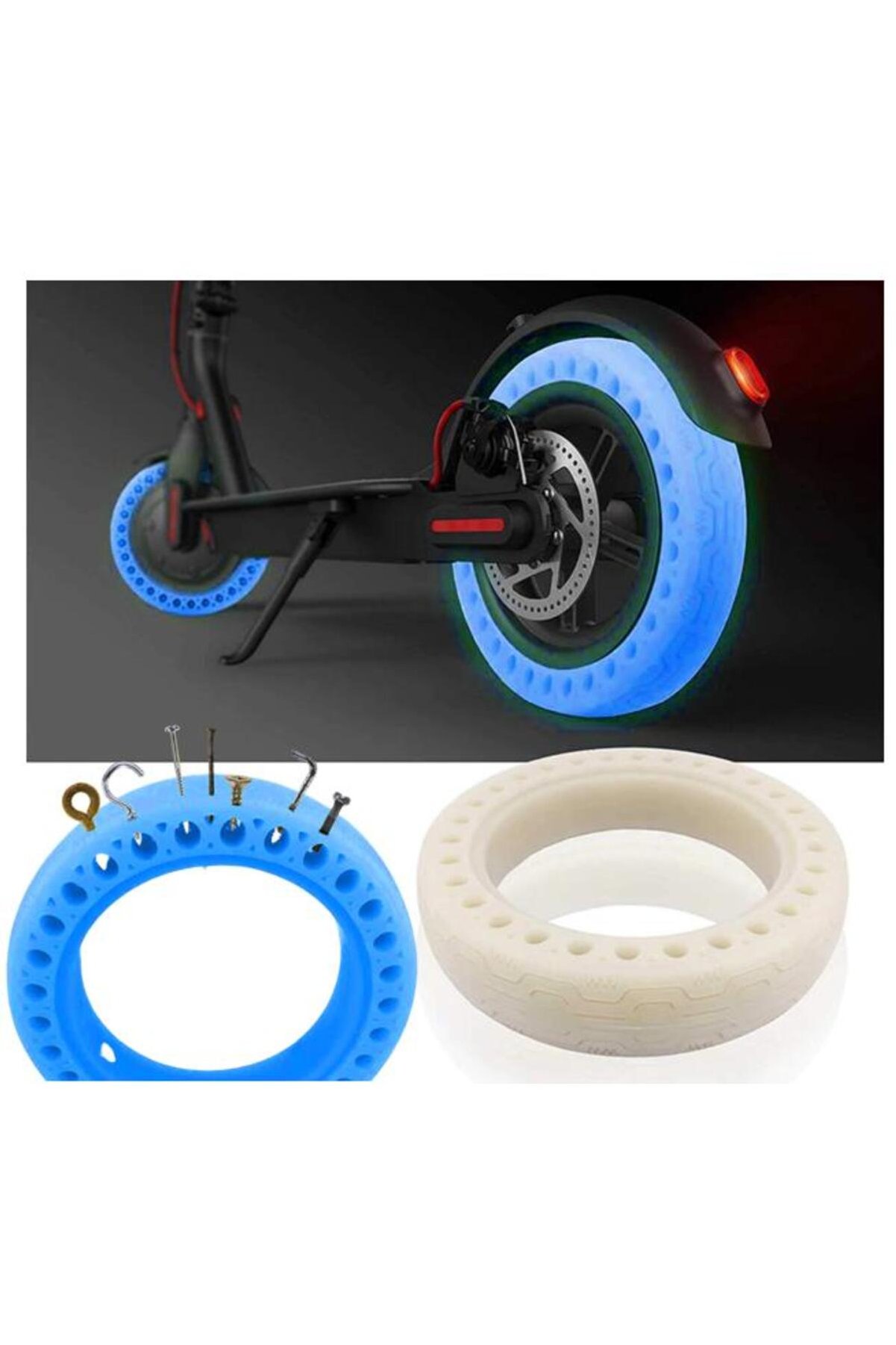 Profisher M365/pro Elektrikli Scooter İçin Dayanıklı Mavi Floresan Lastik