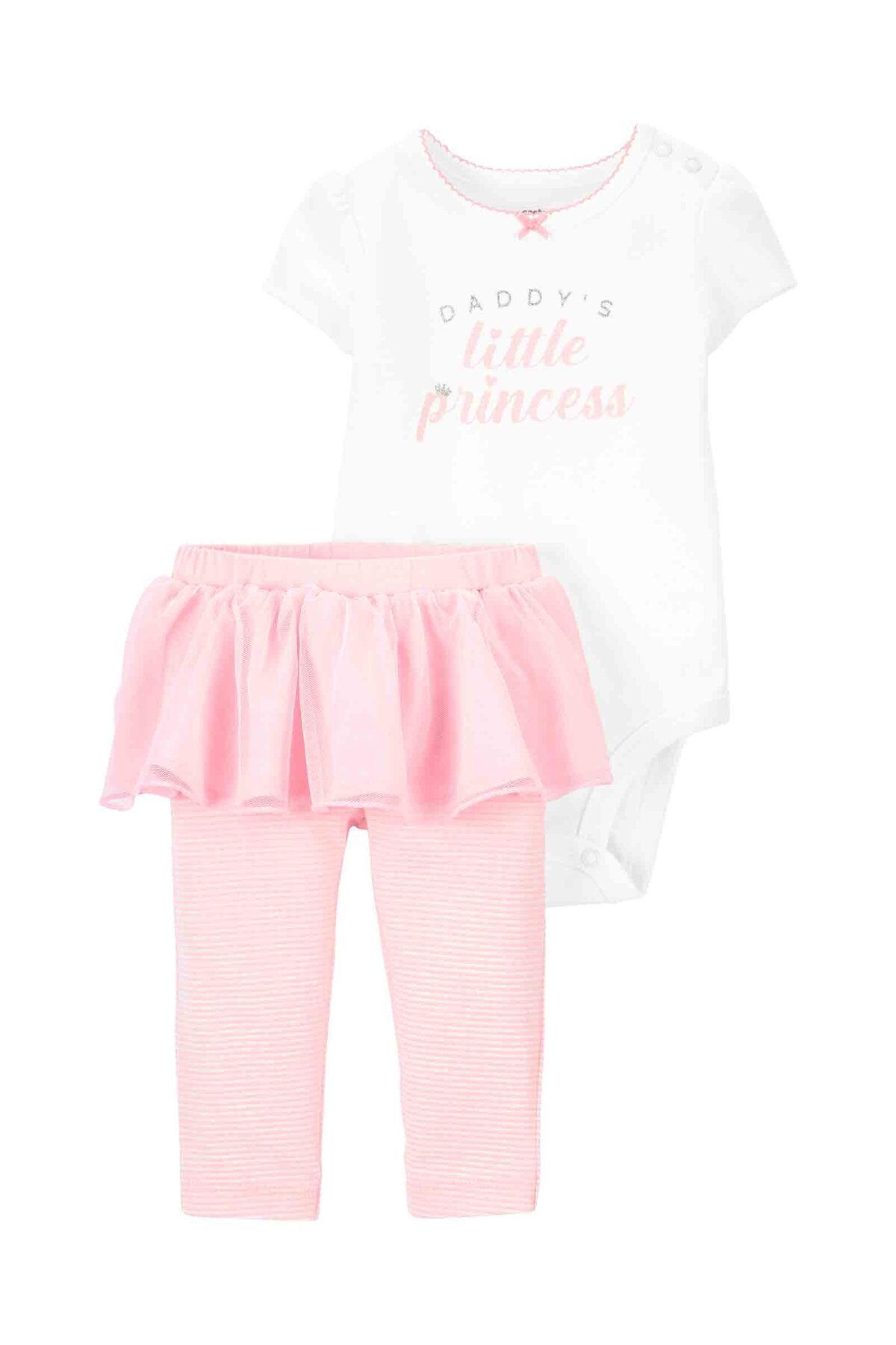 Carter's Kız Bebek Prenses Baskılı Body Pantolon Set 2'li Paket