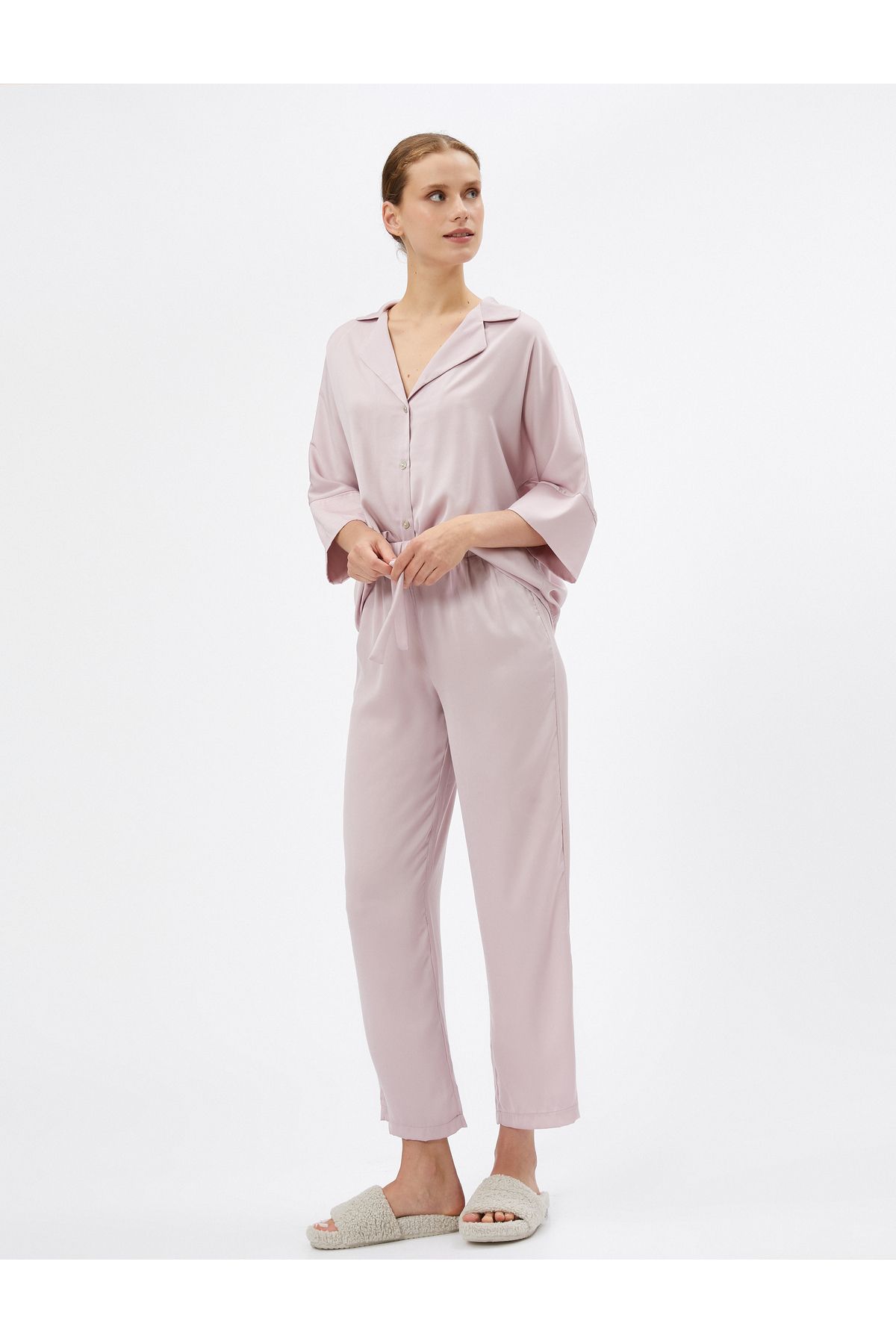 Koton Saten Pijama Altı Beli Bağcıklı Cep Detaylı