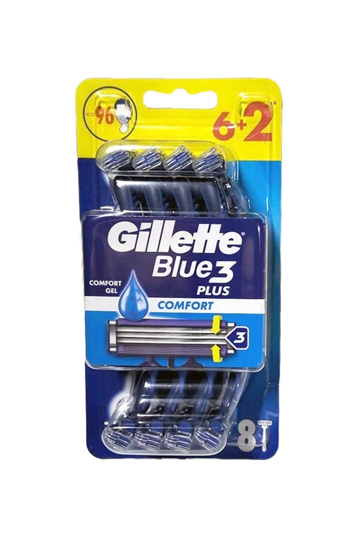Gillette Blue3 Comfort Kullan-at Tıraş Bıçağı 8'li 2 Paket
