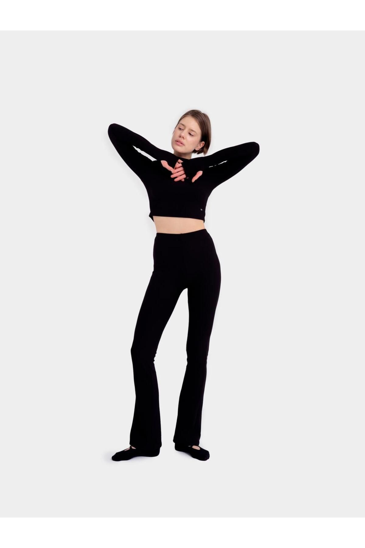 Stage Activewear Fitilli Siyah Yoga Pantolonu