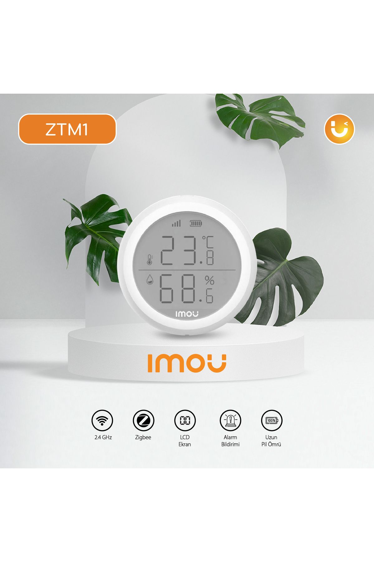 Imou Kablosuz Sıcaklık Dedektörü-LCD Ekran-Alarm Bildirimi-Zigbee-Buzzer Ses Şiddeti: ?85dB (ZTM1)
