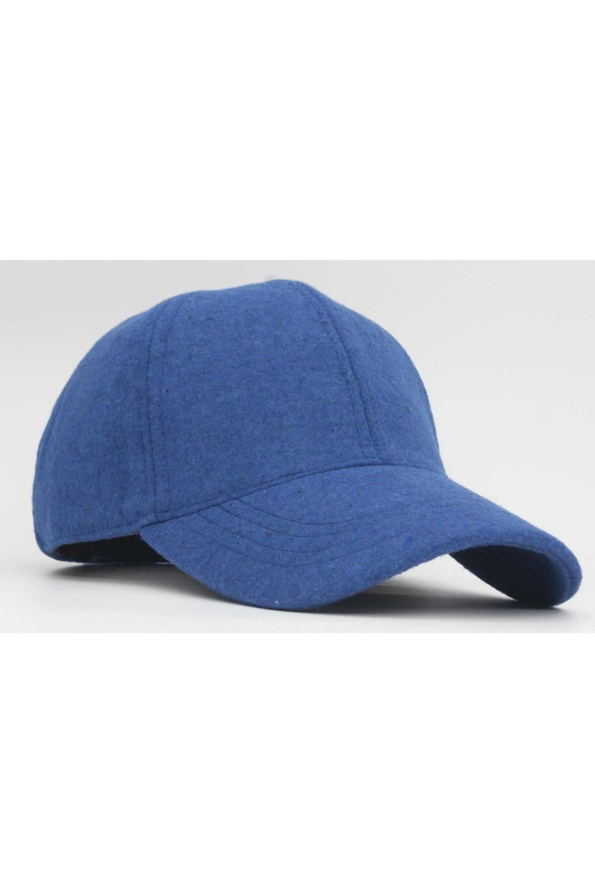 şapkadan Kadın Bebe Mavi Yünlü Kışlık Beyzbol Kep Şapka