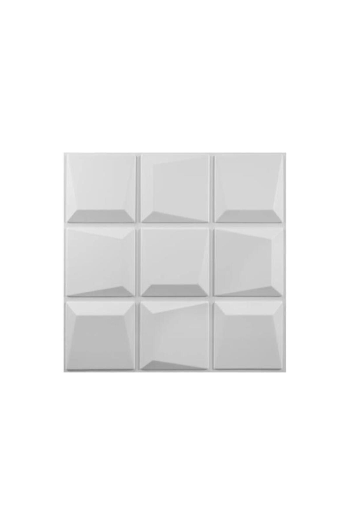 Renkli Duvarlar 50x50cm 1 Adet Yıkanabilir 3D Yapışkanlı Beyaz Geometrik Desen Boyanabilir Duvar Paneli Kağıdı ABS