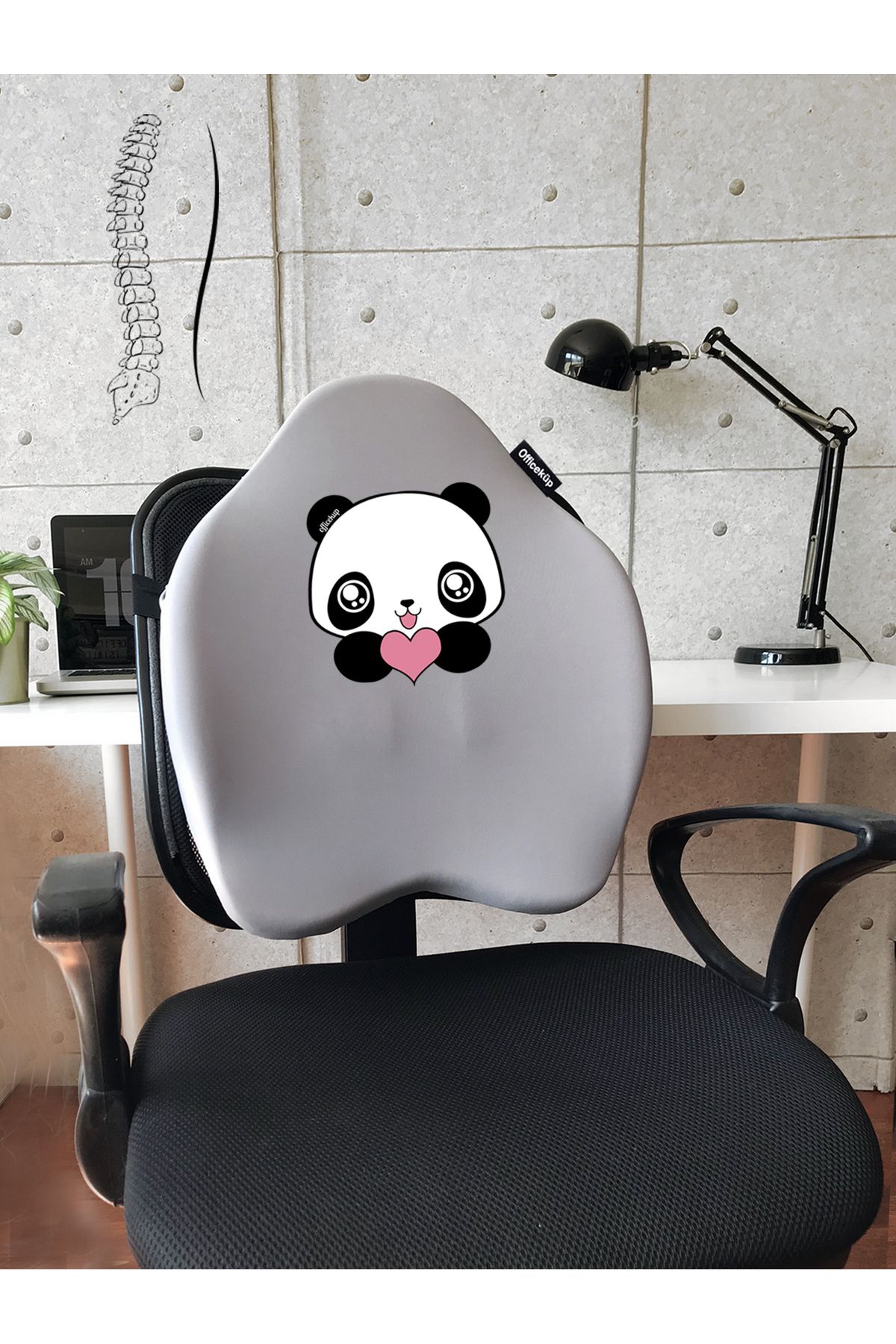 Officeküp Officekup X-Large Visco Bel Destek Gamer Oyuncu Koltuk Yastığı- Gri Panda