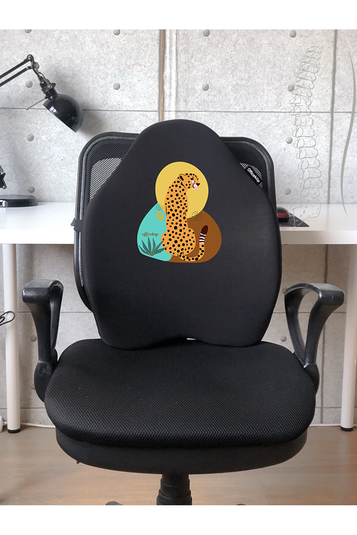 Officeküp X-Large Visco Bel Destek Gamer Koltuk Yastığı - Siyah Chitah