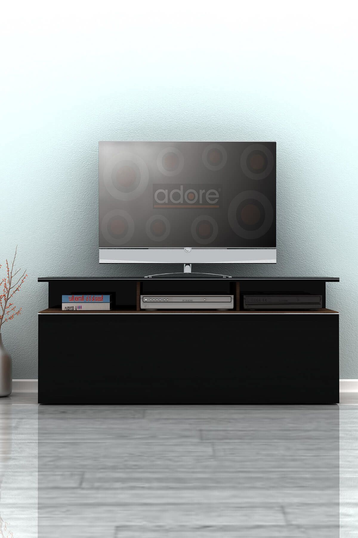Adore Mobilya Vision Çekmeceli TV Sehpası  Noce / Lake Siyah