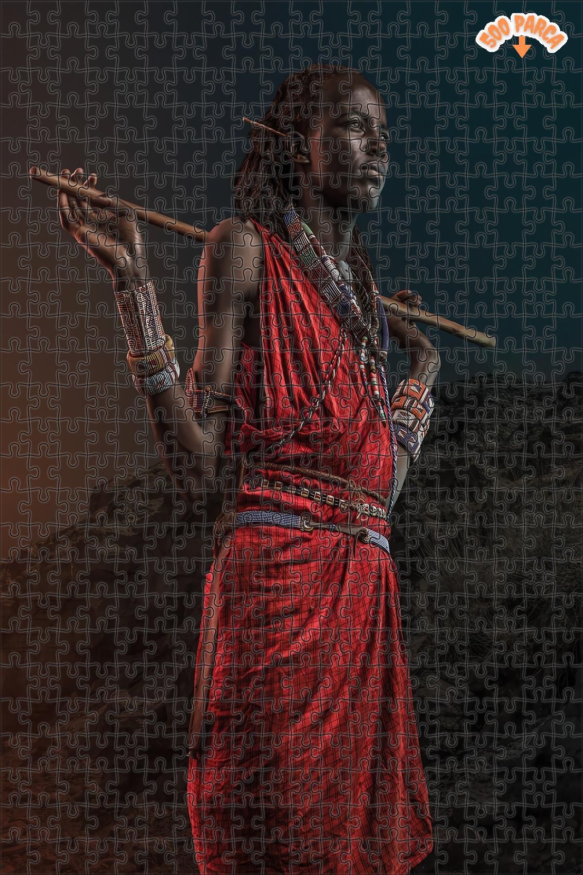 Teona Ahşap Afrika Sanatı Kadın Dekoratif Çift Katlı Çerçeveli Asılabilir Ahşap Puzzle 500 PARÇA 30X50