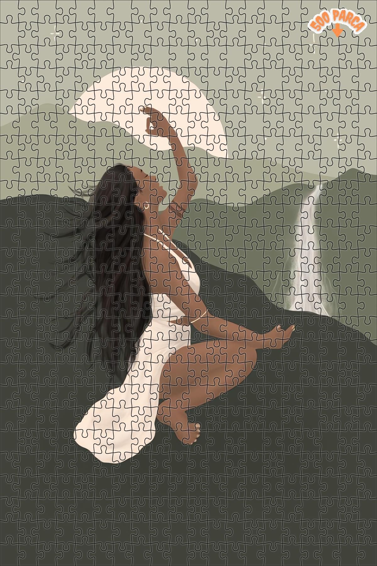 Teona Ahşap Modern Sanat Kadın Dekoratif Çift Katlı Çerçeveli Asılabilir Ahşap Puzzle 500 PARÇA 30X50