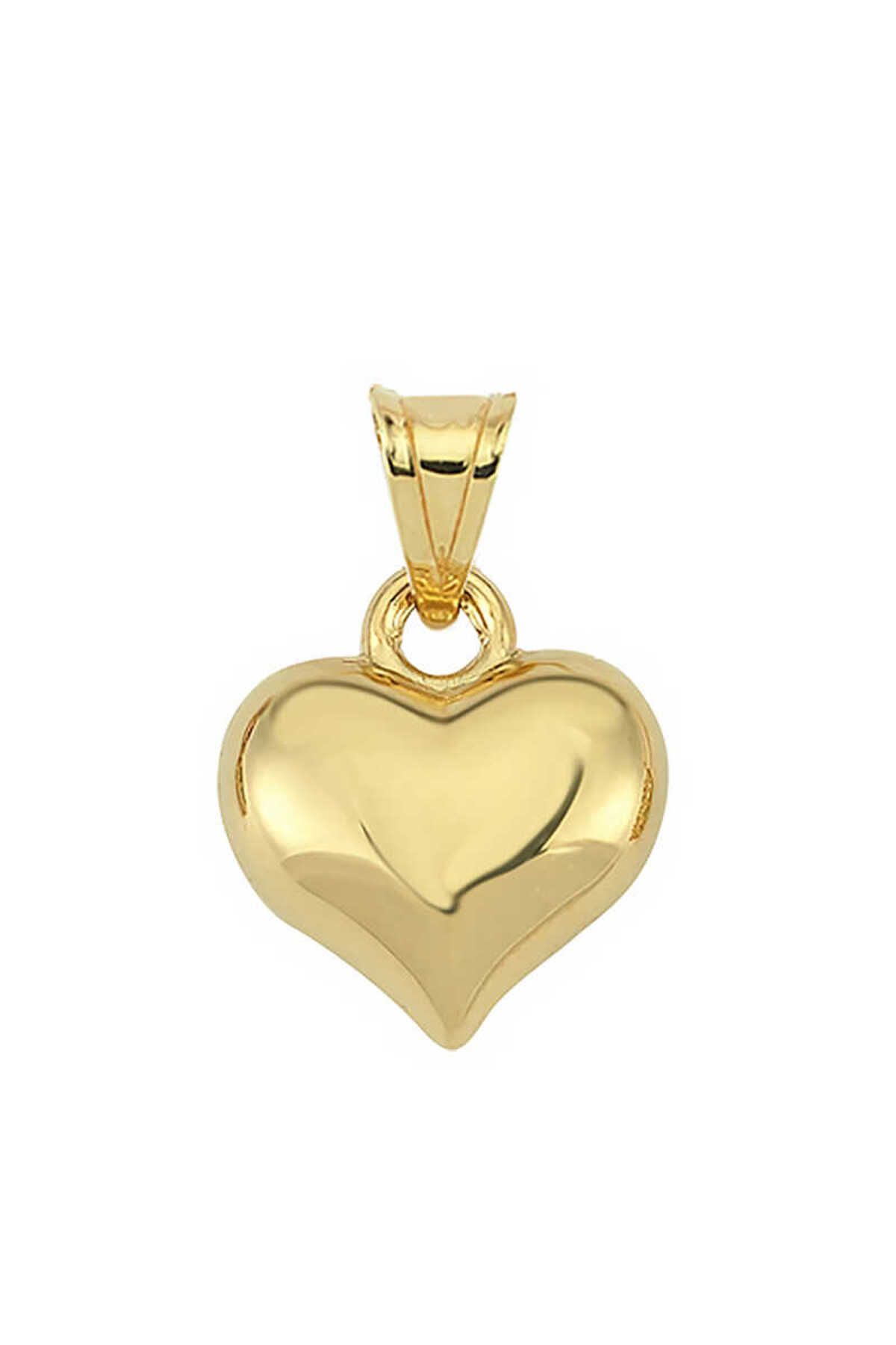 Genel Markalar Gümüş Küçük 3 Boyutlu Gold Kalp Kadın Kolye Ucu