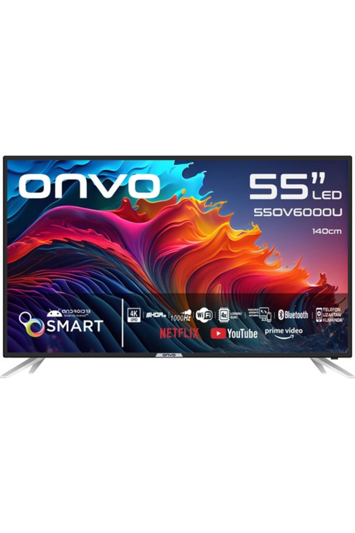 ONVO 55OV6000U 55" 140 Ekran Uydu Alıcılı 4K Ultra Hd Androıd Smart LED Tv