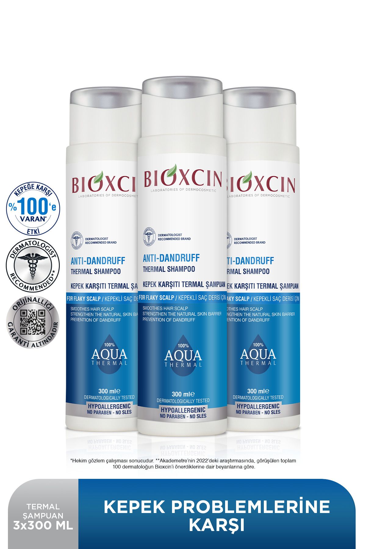 Bioxcin Aqua Thermal Kepeğe Karşı Etkili Şampuan 300 Ml 3 Lü SET
