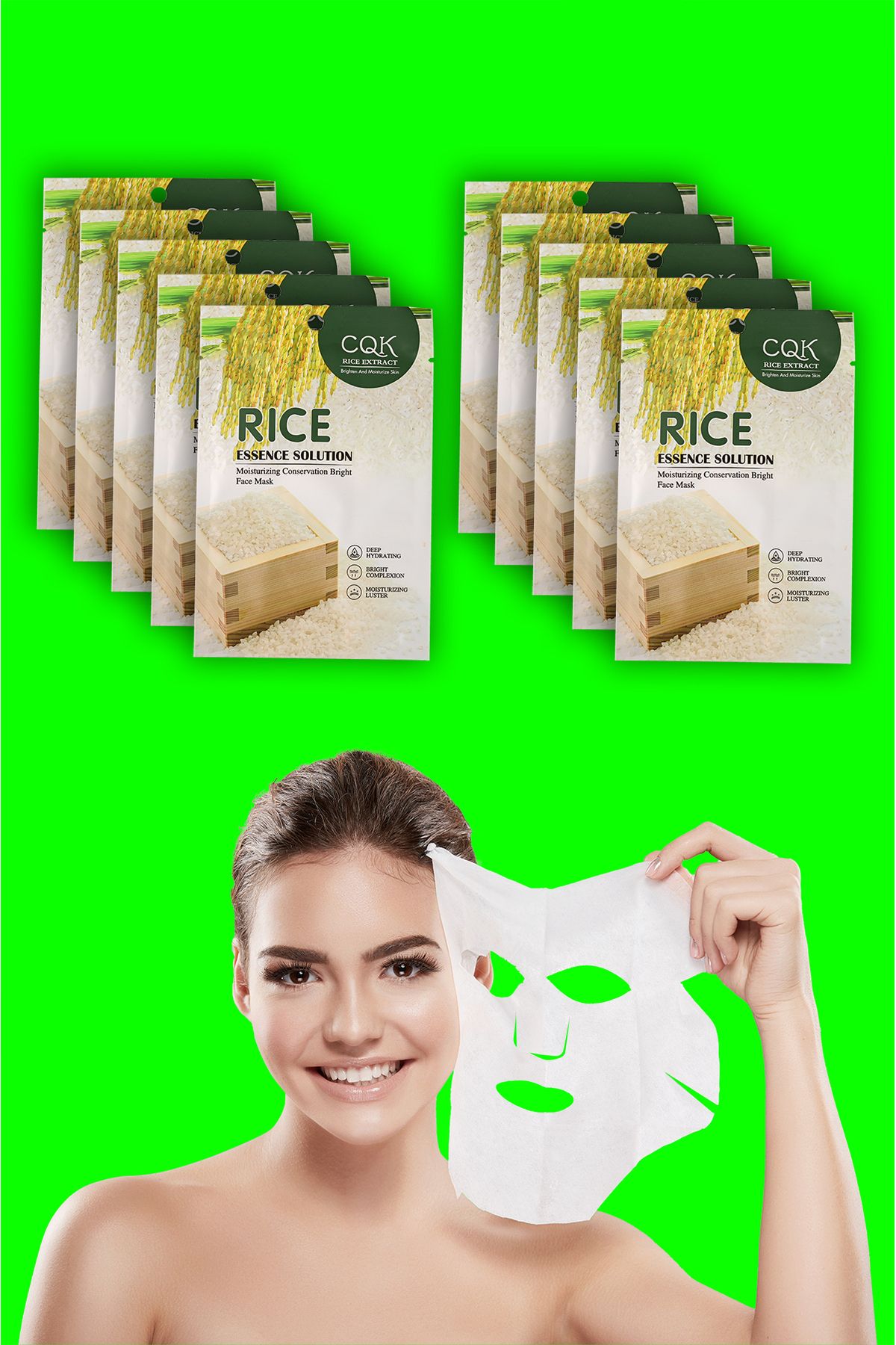 Alright 10 Adet Pirinç İpek Protein Özlü Ton Eşitleyici Pirinç Yüz Maskesi Rice Mask 30ML XLM0182