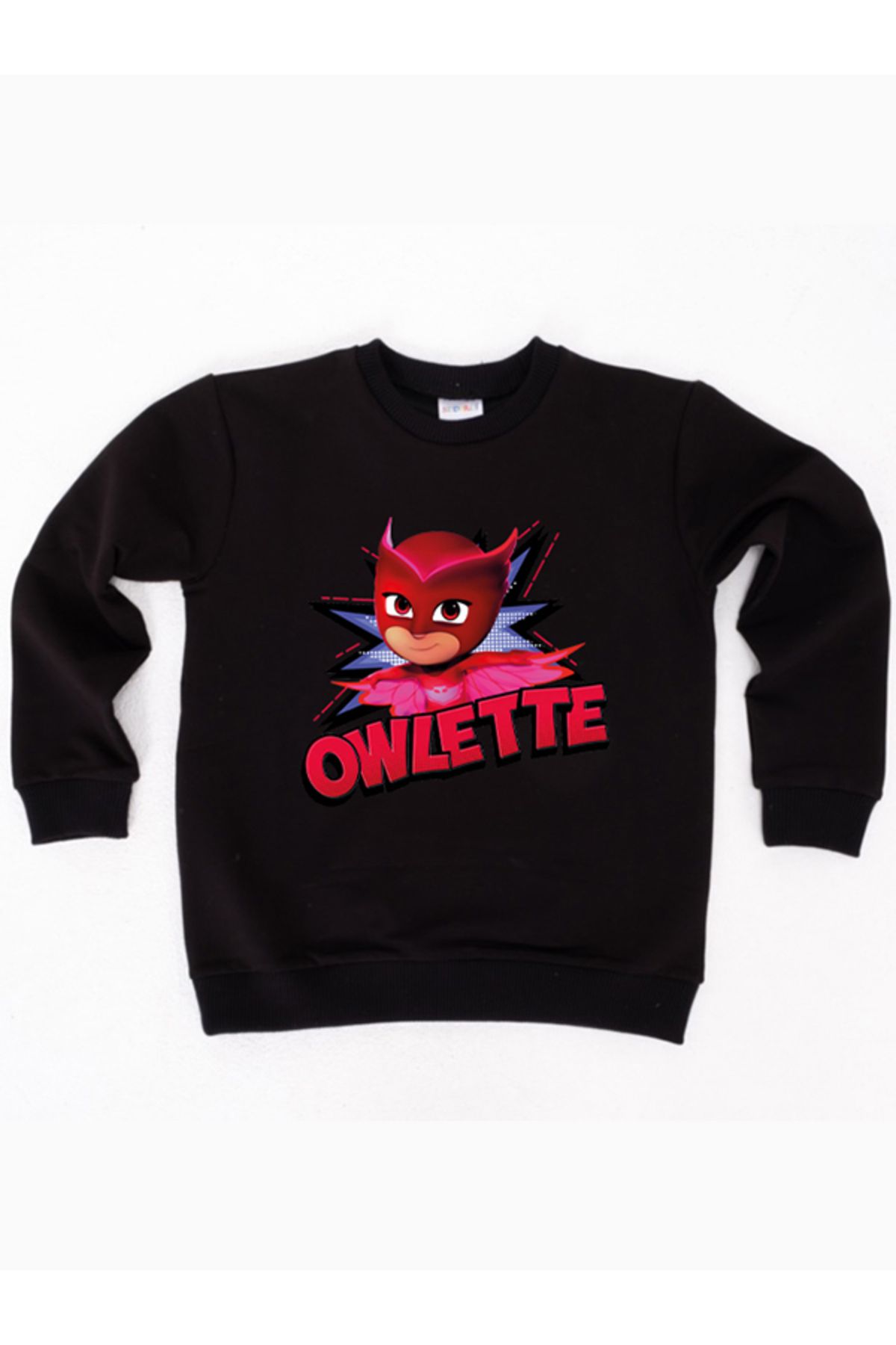 PJ Masks Pj maskeliler Owlette baskılı pamuklu kumaş çocuk sweatshirt