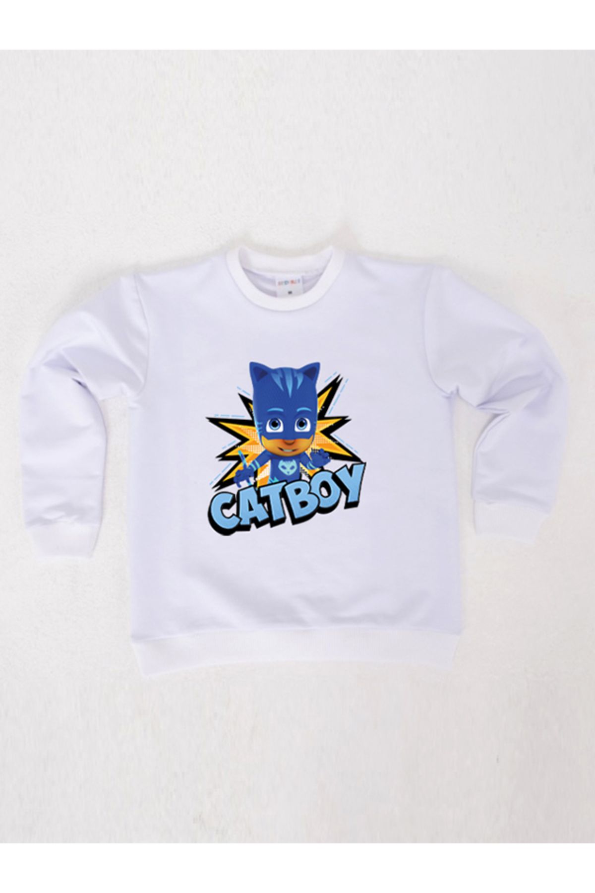 PJ Masks Pj maskeliler Catboy baskılı pamuklu kumaş çocuk sweatshirt