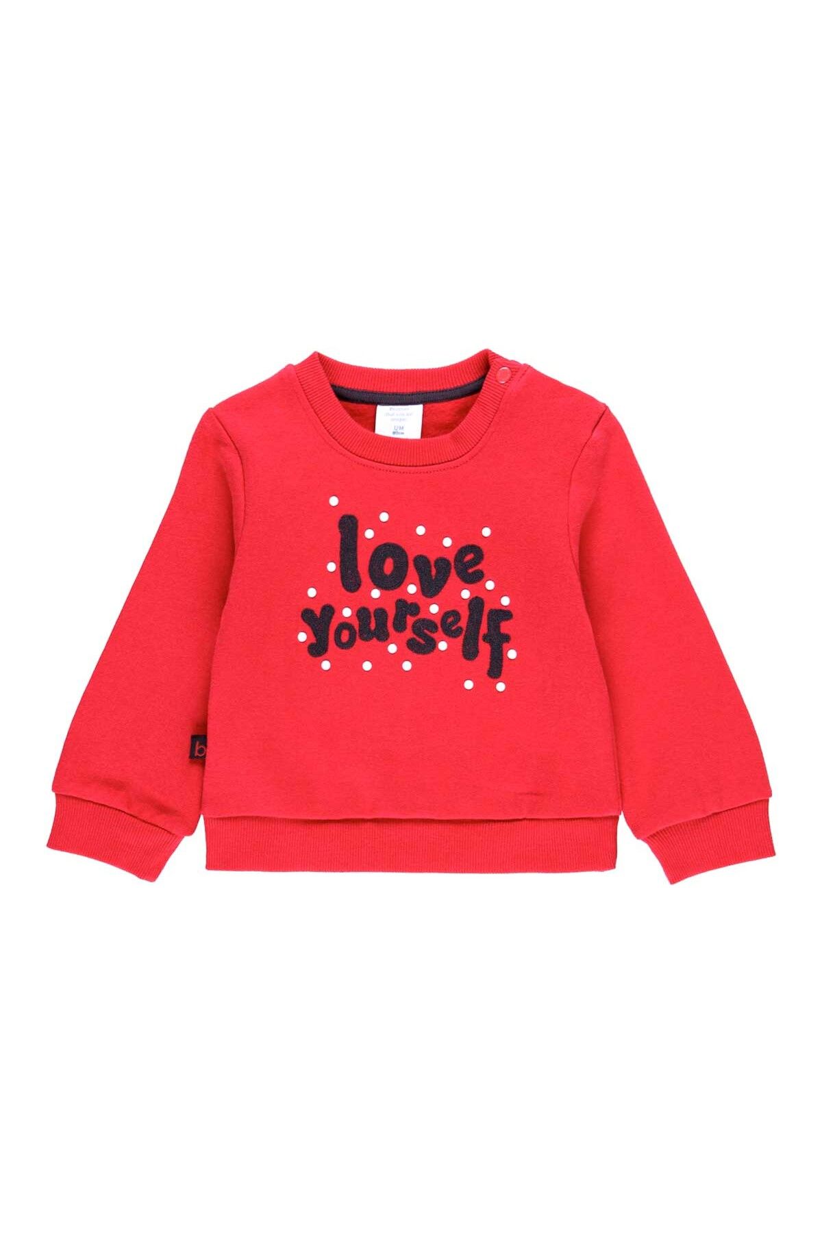 Boboli Kız Bebek Uzun Kollu Sweatshirt Yazı Baskılı Kırmızı