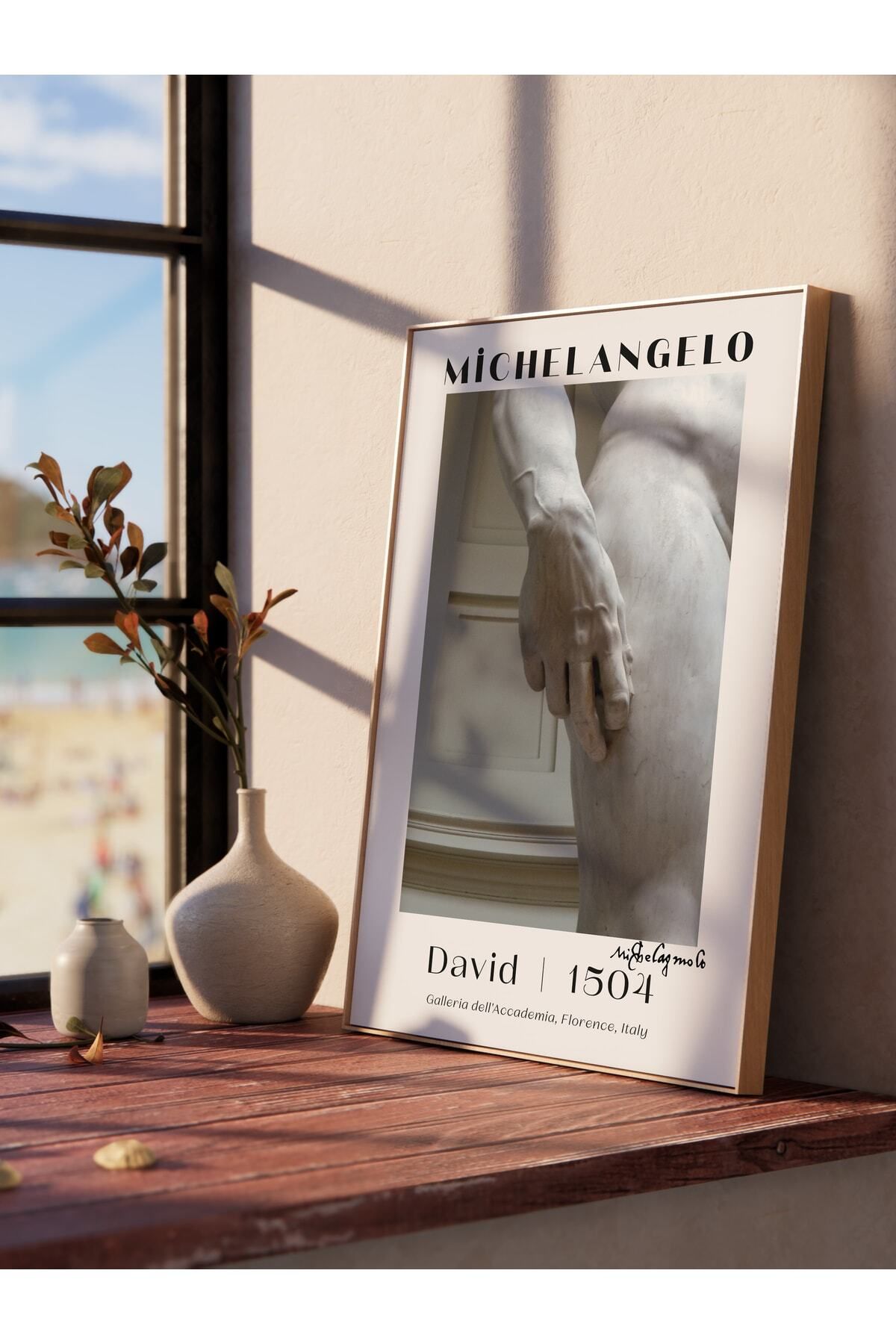 postifull Michelangelo Poster Tablo - David, Davut Heykeli Duvar Posteri - Çerçevesiz Sanat Serisi Posterleri