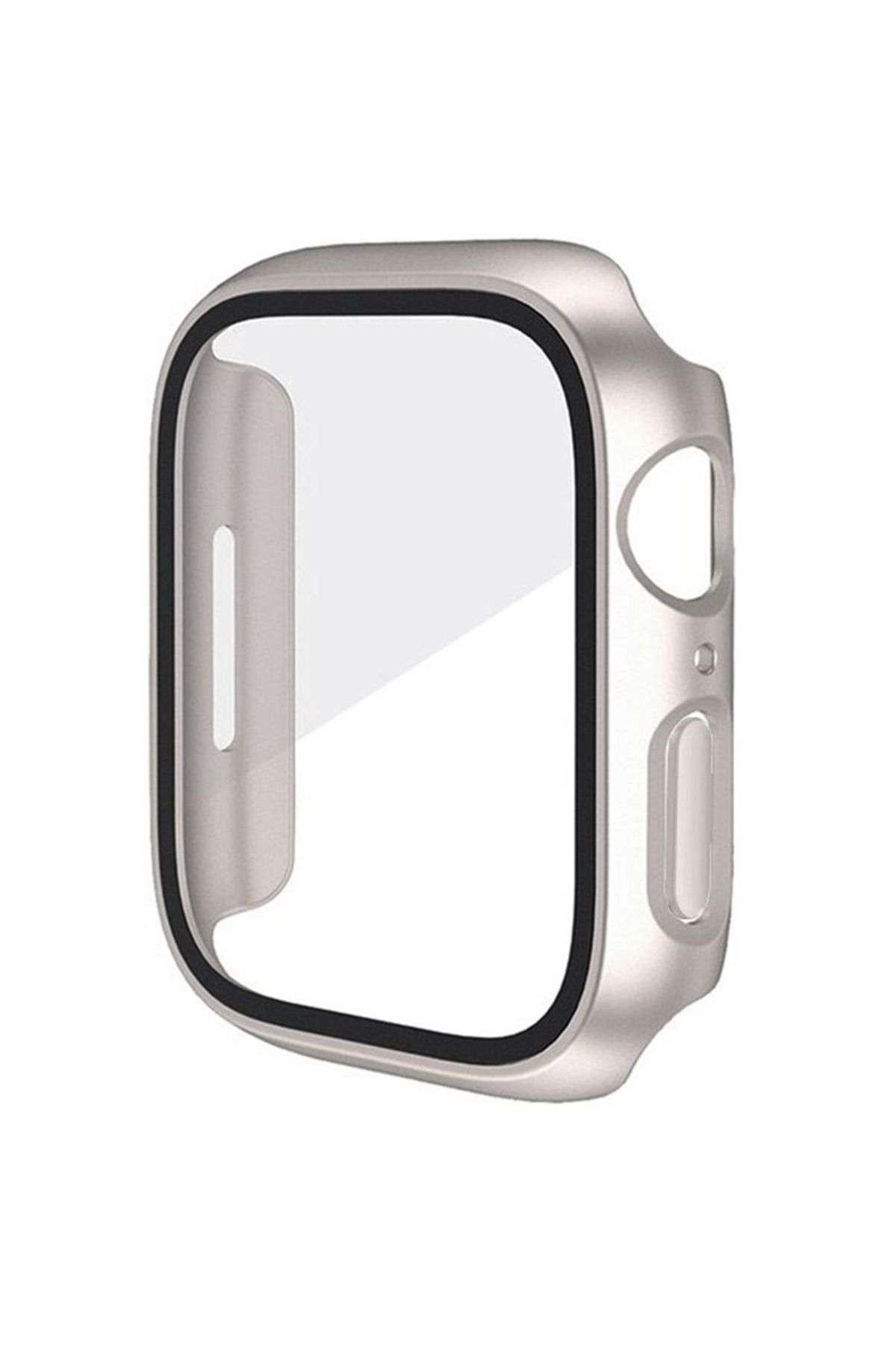 Alstrap Apple Watch 2 3 4 5 6 7 8 Se 40mm Uyumlu Kılıf Kasa Ve Ekran Koruyucu 360 Tam Koruma Kapak Starlight