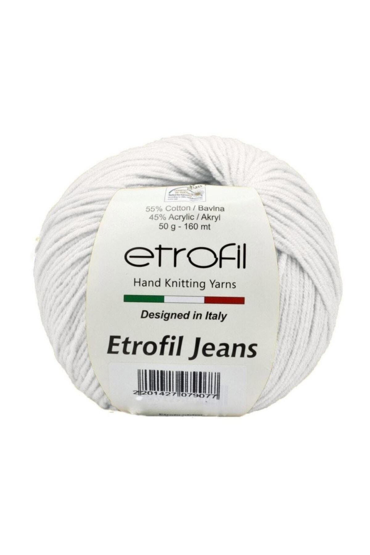 Etrofil Jeans 027 Beyaz Örgü Ipi Yazlık Crop Elbise Amigurumi Motifli Pamuk Ip 50 gr 165 Metre
