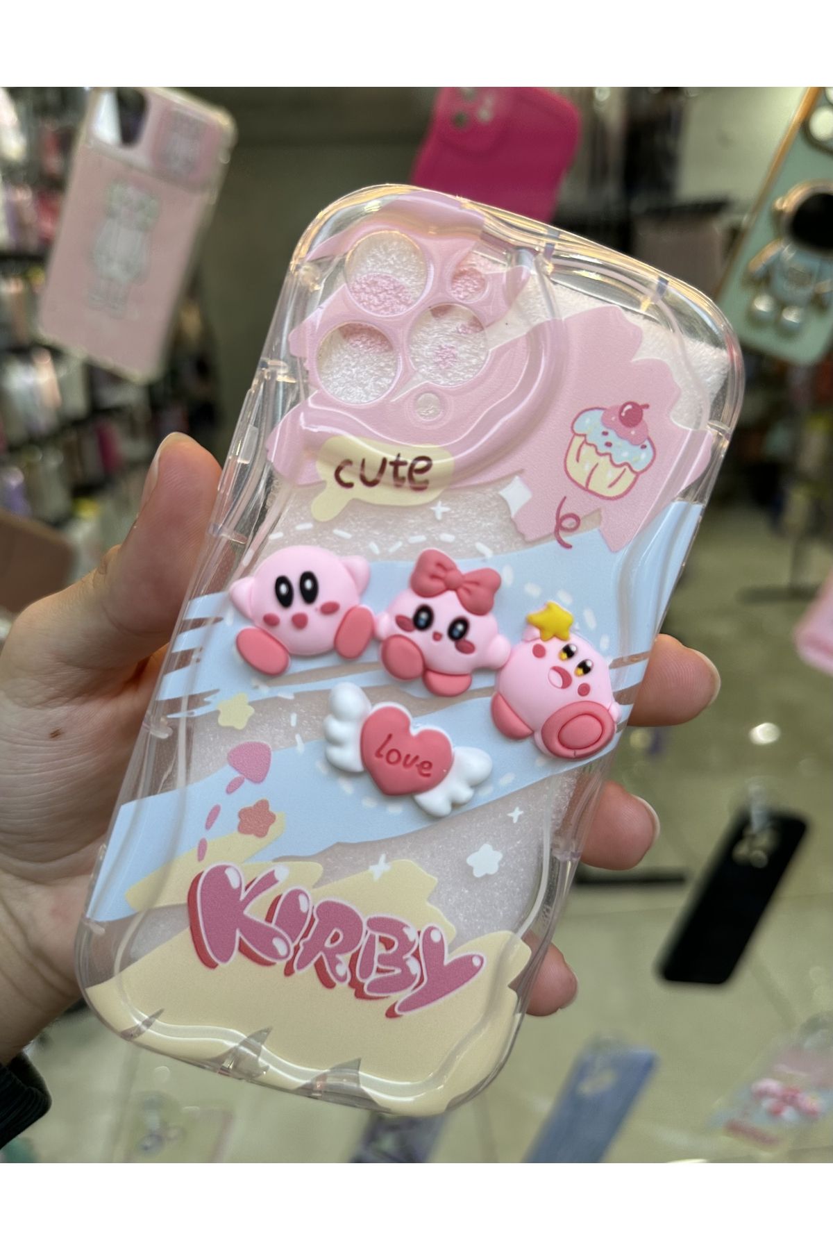 OVADA iPhone 11 PRO Uyumlu Kamera Korumalı 3D Sevimli Kirby Model Premium Silikon Kılıf