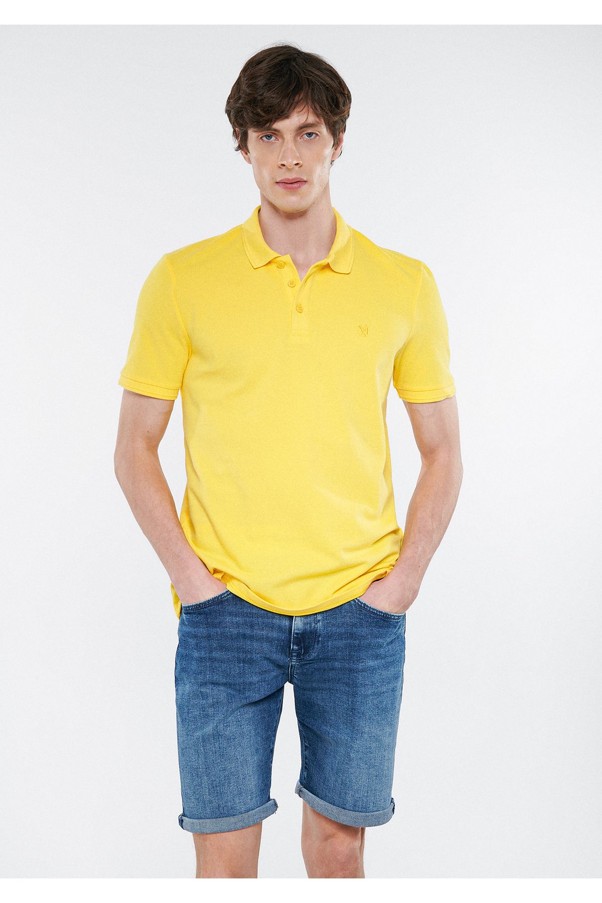 Mavi Sarı Polo Tişört Slim Fit / Dar Kesim 064946-71327