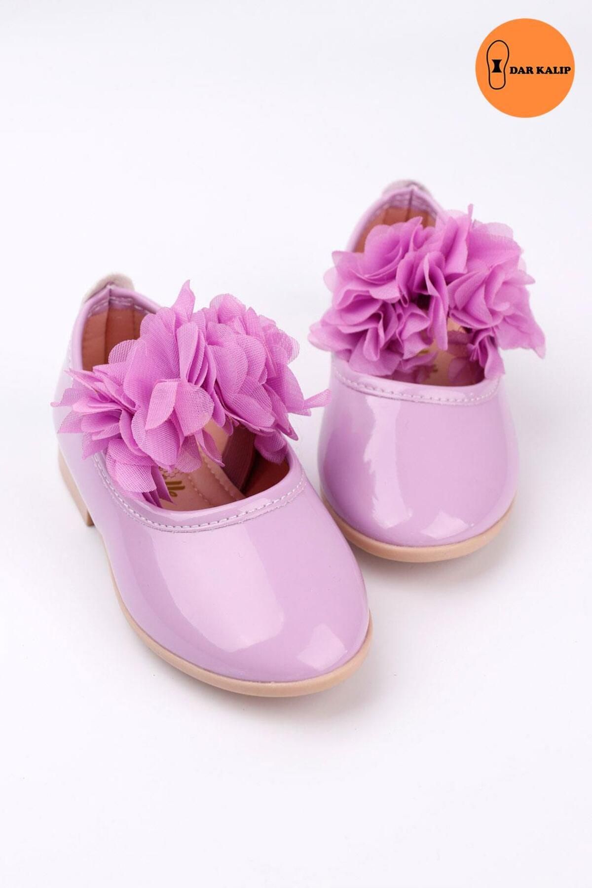 Le Mabelle Lila Tül Çiçekli Kız Çocuk Ayakkabı
