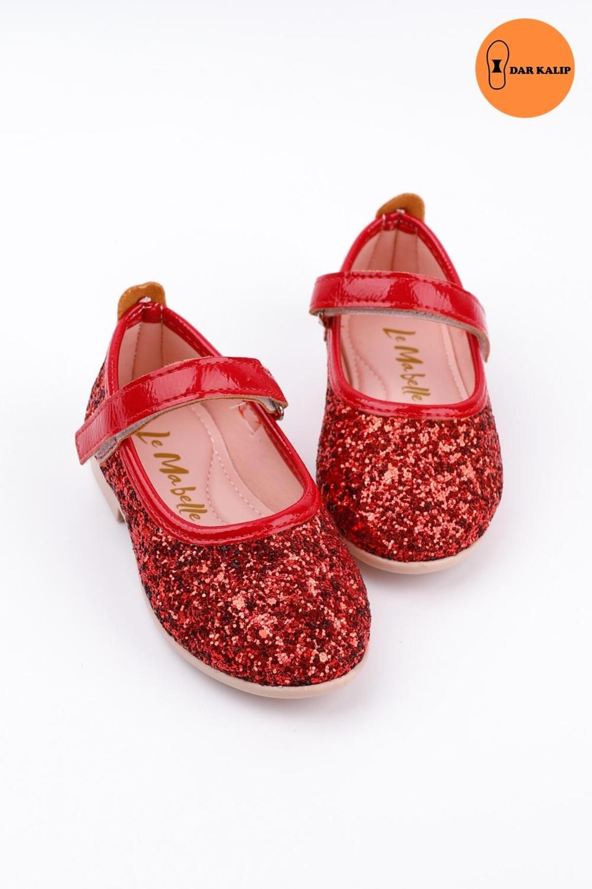 Le Mabelle Kırmızı Simli Cırtlı Kız Çocuk Ayakkabı