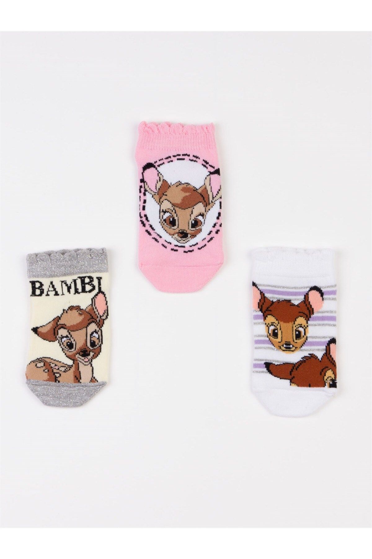 DİSNEY Bambi Lisanslı 3 Çift Çocuk Patik Çorap 19841