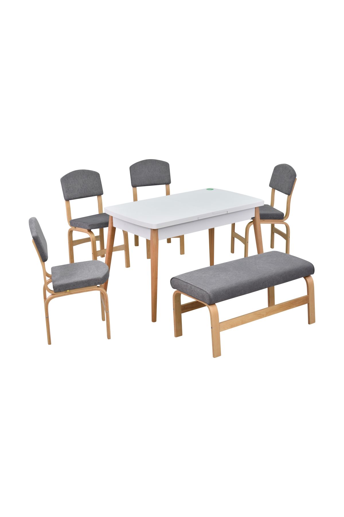 VİLİNZE Ege Sandalye-Bank Avanos Ahşap MDF Açılır Mutfak Masası Takımı - 70x120+30 cm