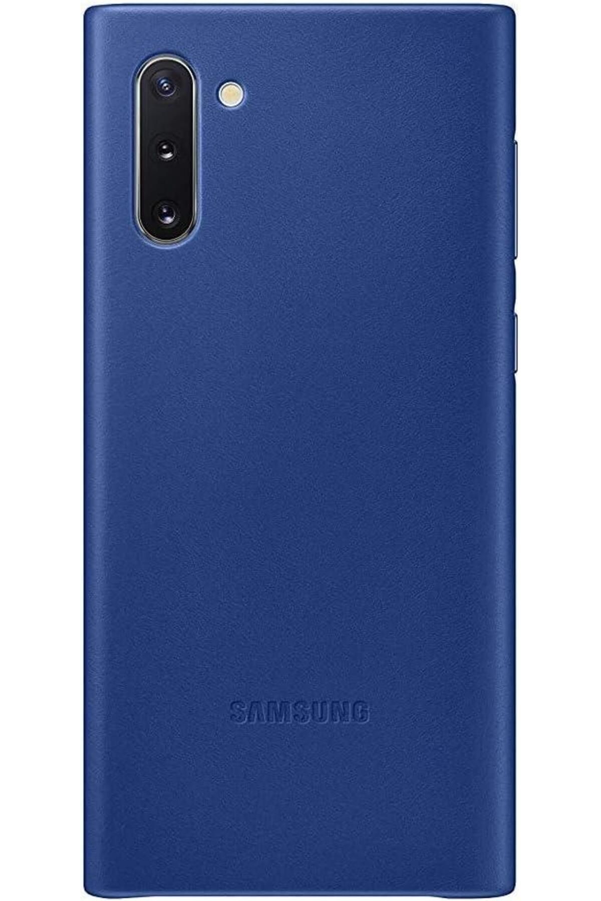 Samsung Galaxy Note 10 Ile Uyumlu Deri Kılıf Mavi Ef-vn970llegww