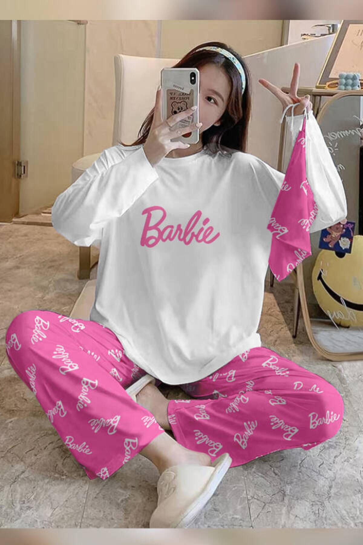 Pembishomewear Bahd Barbie2 Süpersoft Kadın Pijama Takımı 3401