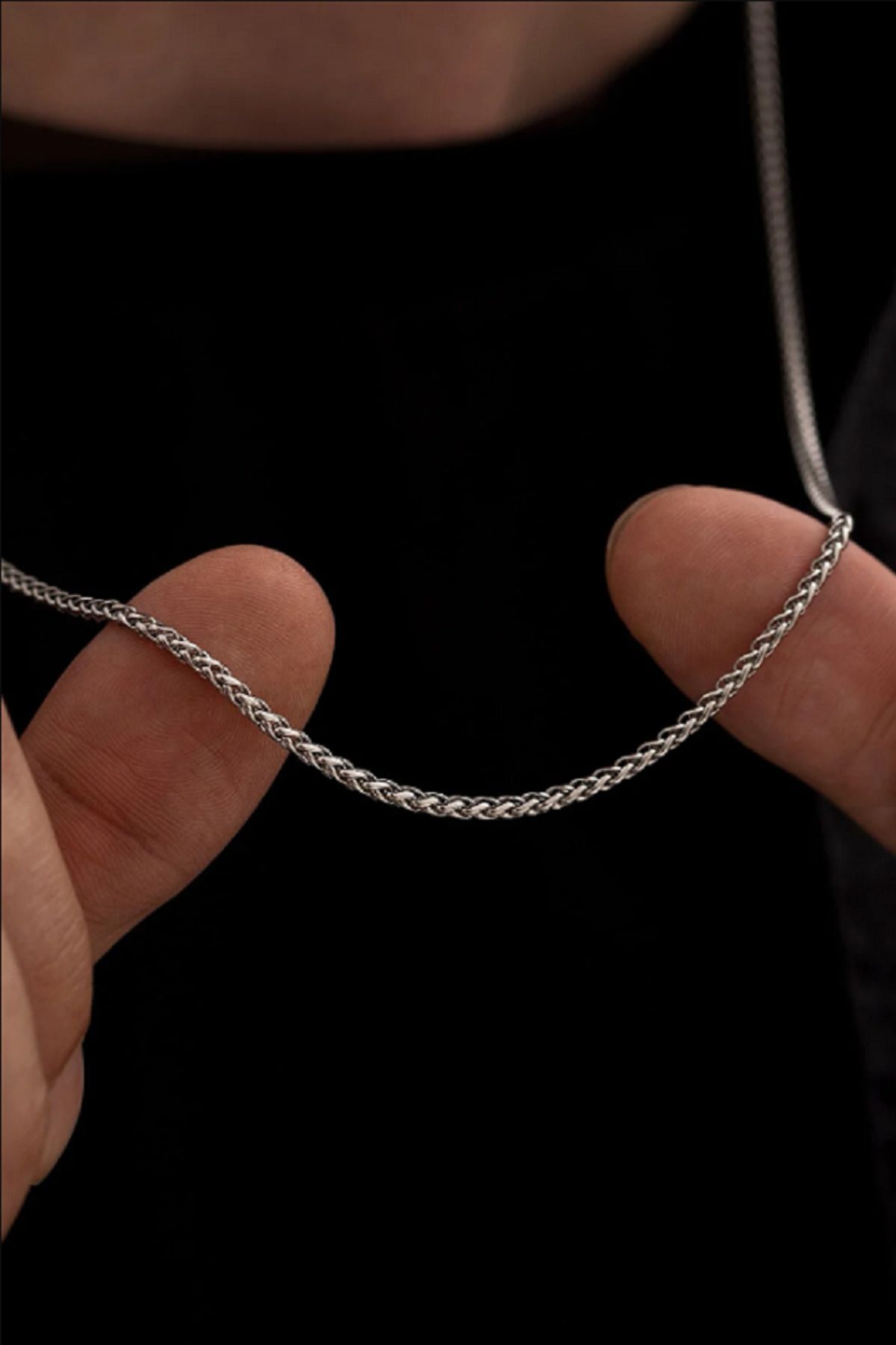 OSMANLI GÜMÜŞ Yuvarlak Kral Model Çelik Erkek Kolye Zincir 3mm Orta Kalınlıkta
