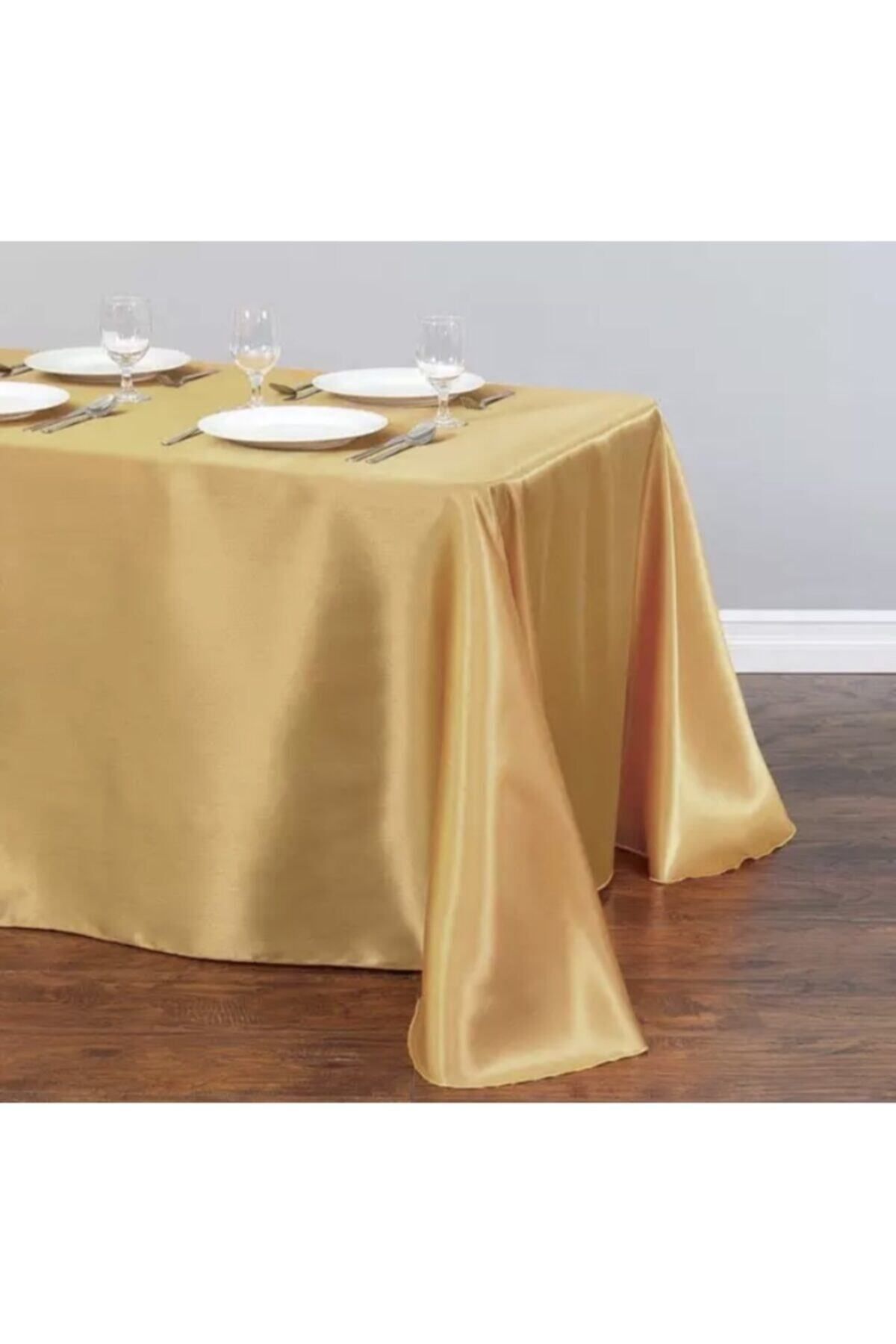 MER HOME Altın Rengi Saten Masa Örtüsü