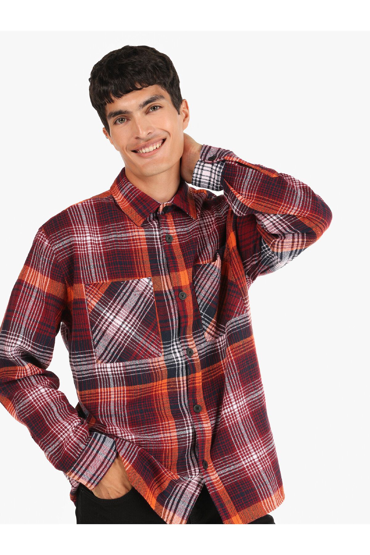 Colin’s Regular Fit Kareli Kırmızı Erkek Uzun Kol Gömlek