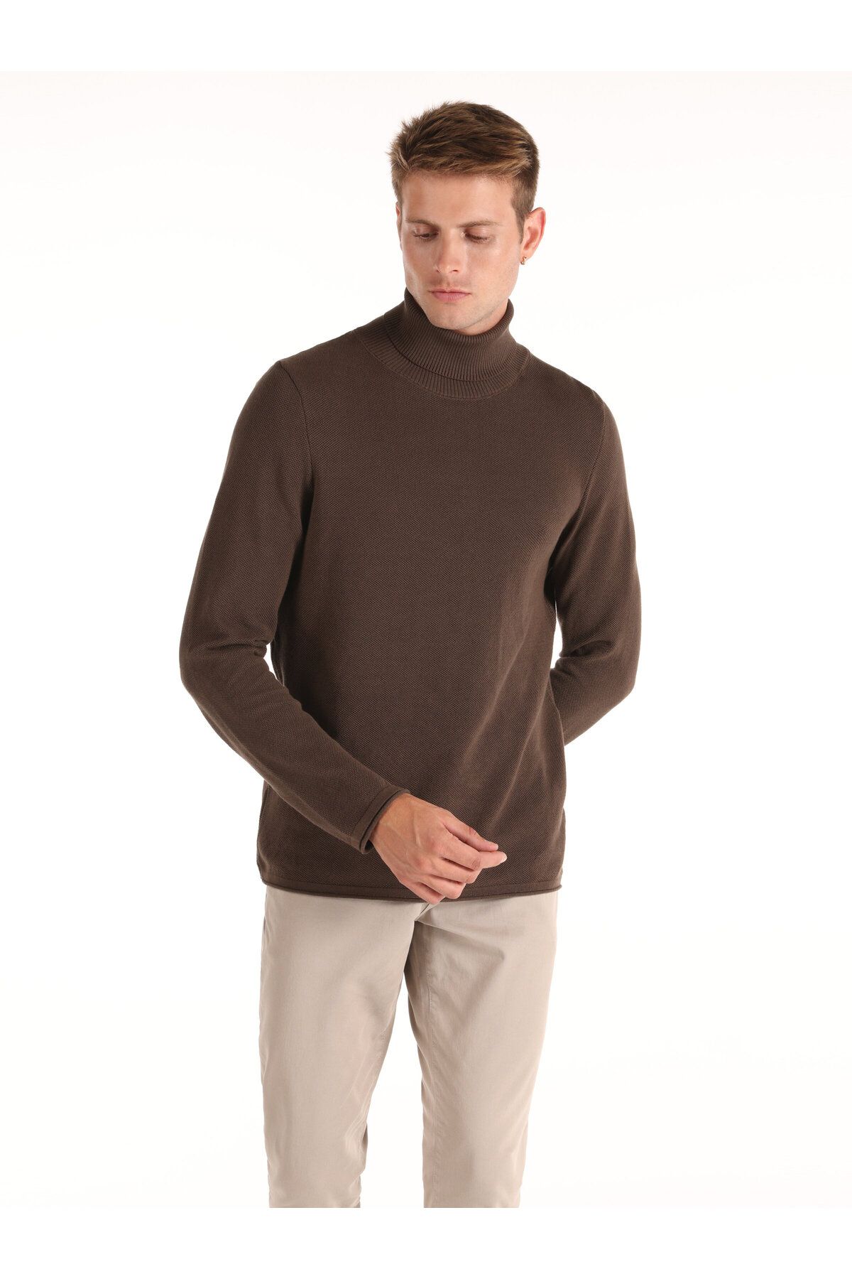 Colin’s Regular Fit Turtle Neck Kahverengi Erkek Kazak