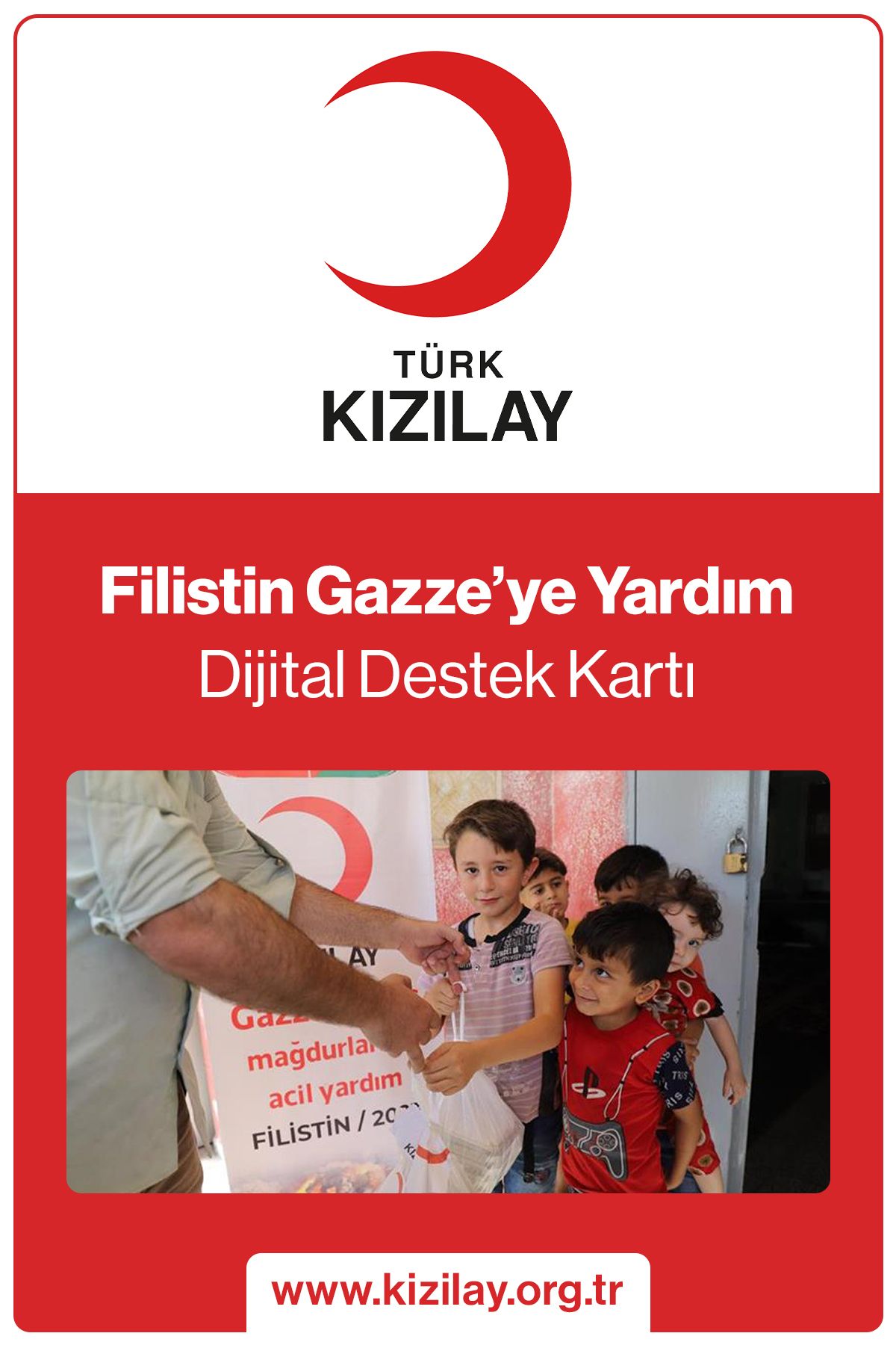 Türkiye Kızılay Derneği Filistin Gazze'ye Yardım Dijital Destek Kartı
