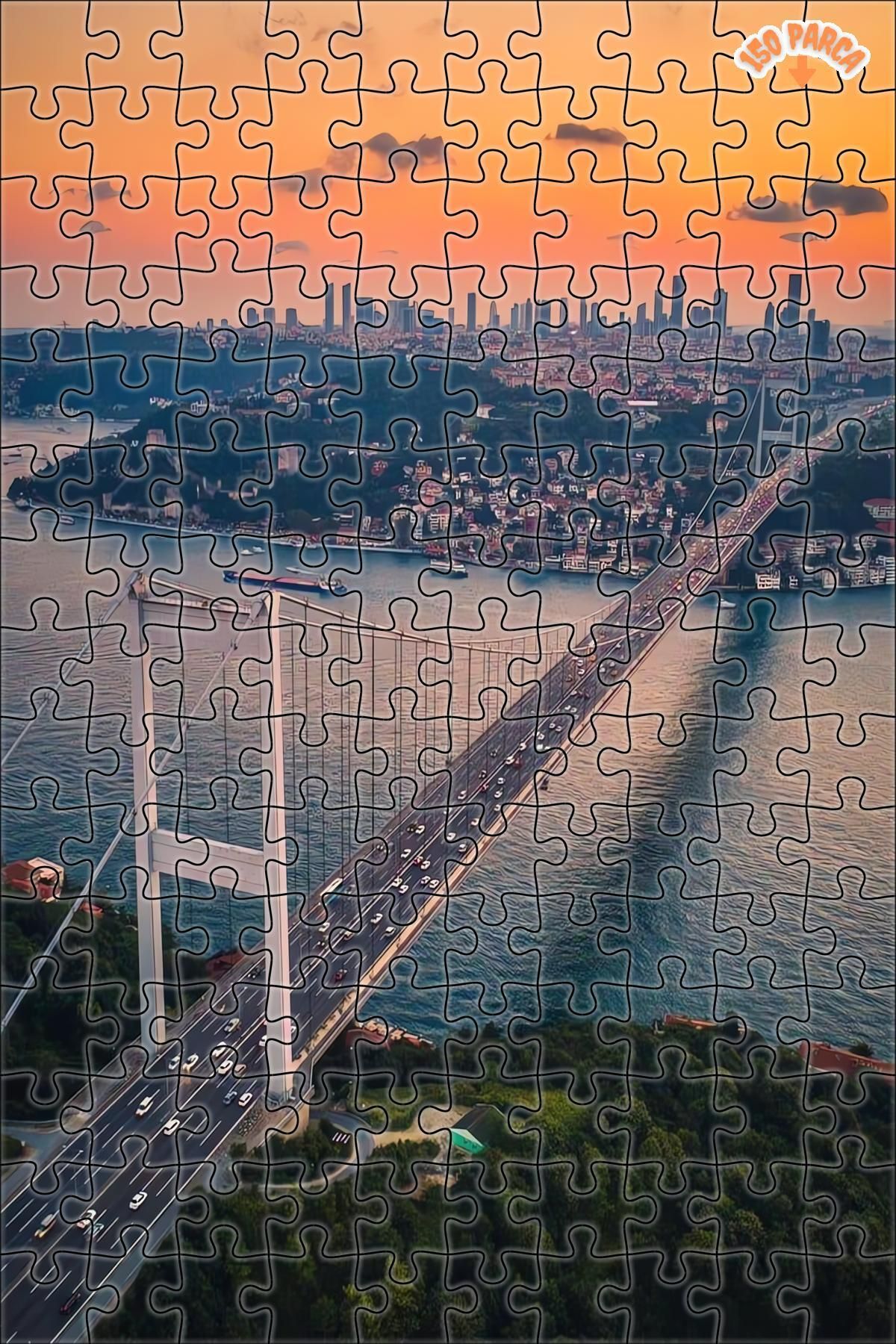 Teona Ahşap İstanbul Boğazı Dekoratif Çift Katlı Çerçeveli Asılabilir Ahşap Puzzle 150 PARÇA 20X30