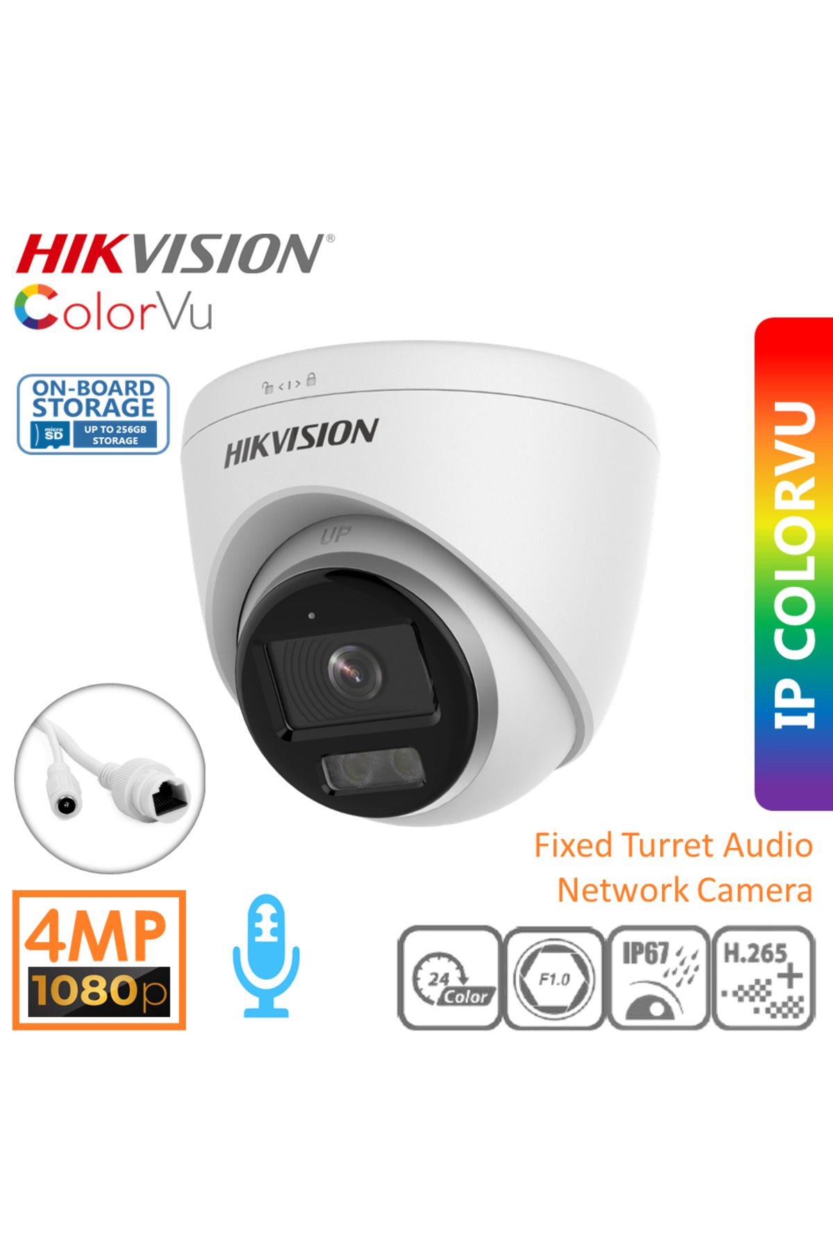 Hikvision Ds-2cd1347g0-luf 4mp Colorvu Ip Dome Kamera