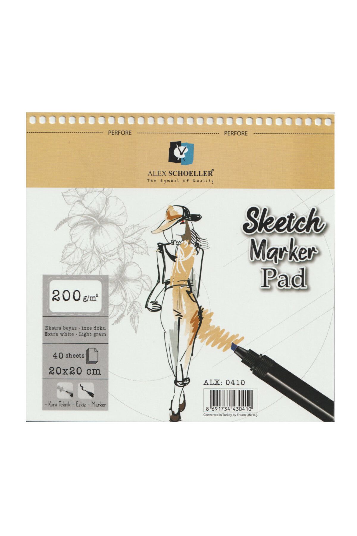 Schoellershammer Spiralli Sketch Marker Pad 200gr 20x20cm 40 Yaprak