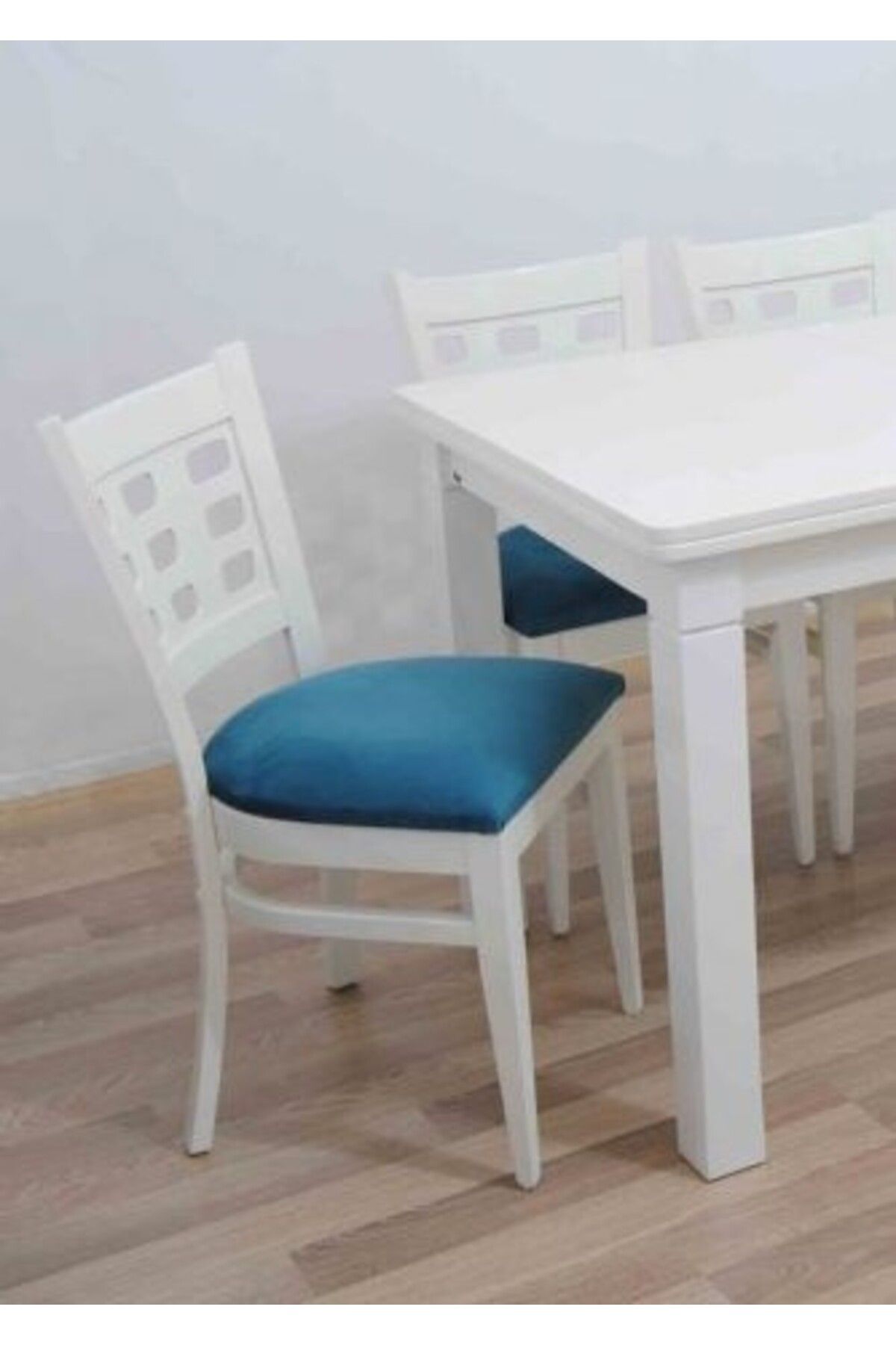 Ankara Mobilya Masa-sandalye St Takım Model 9göz Kayın Torna Retro Parlak Beyaz Sandalye Sabit
