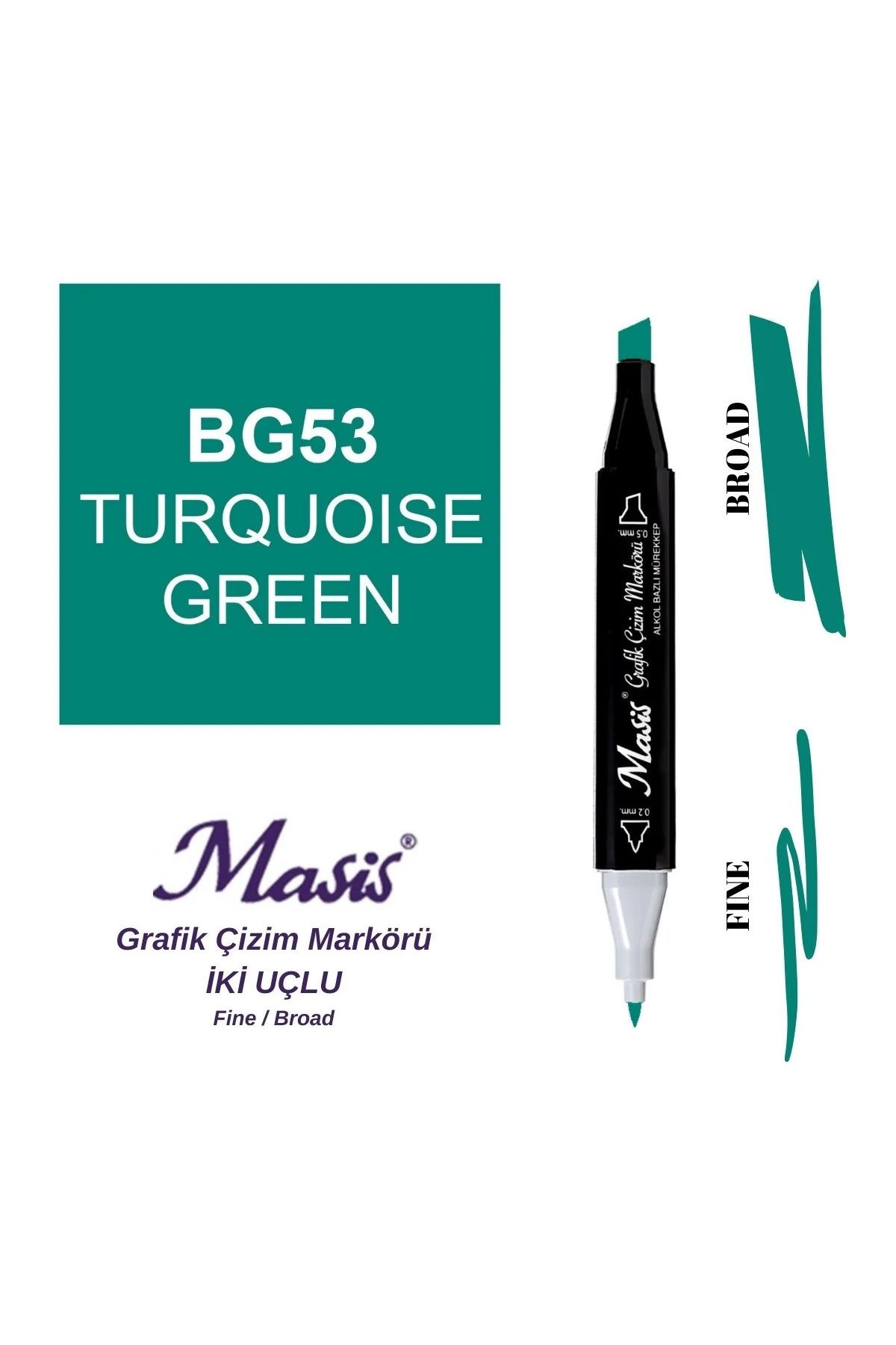 Masis Twin Çift Uçlu Marker Kalemi 53 Turquoise Green