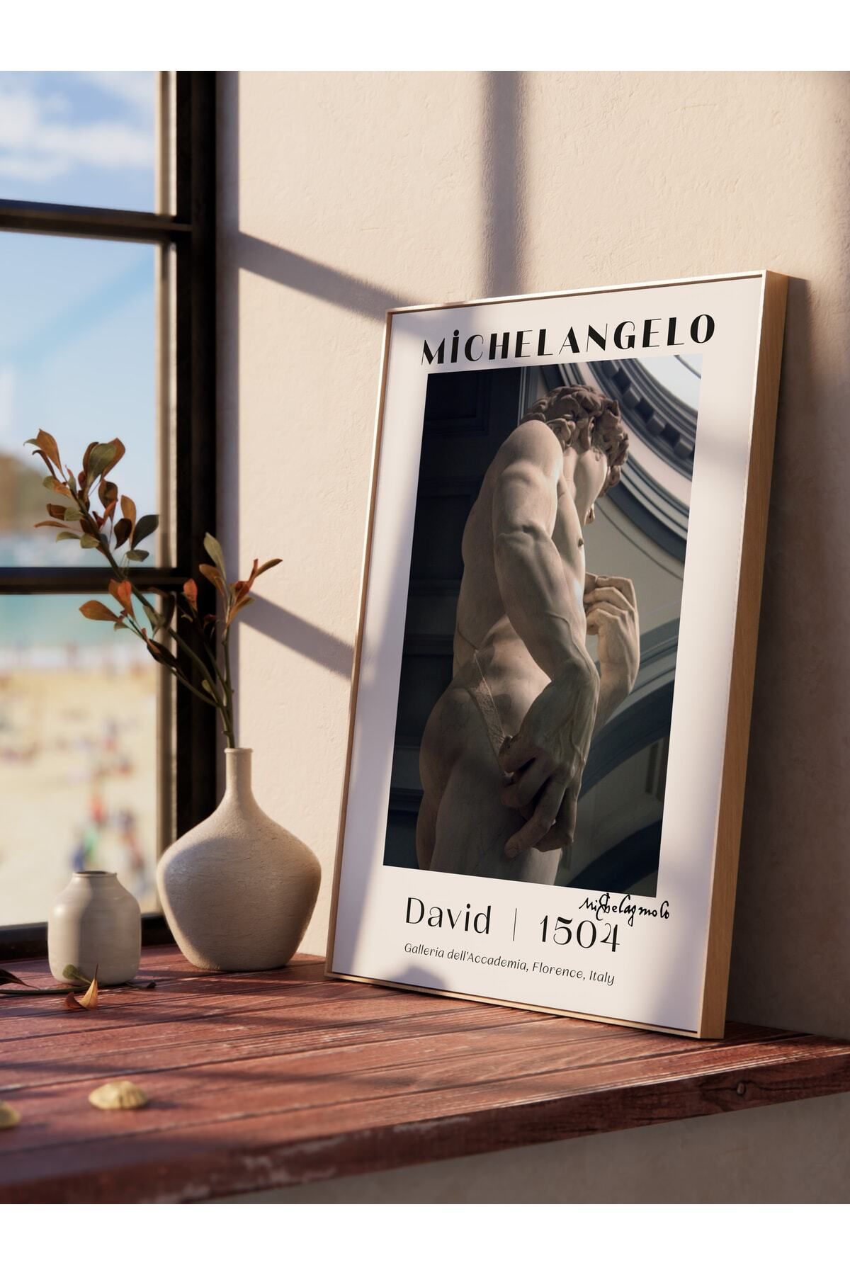 postifull Michelangelo Poster Tablo - David, Davut Heykeli Duvar Posteri - Çerçevesiz Sanat Serisi Posterleri