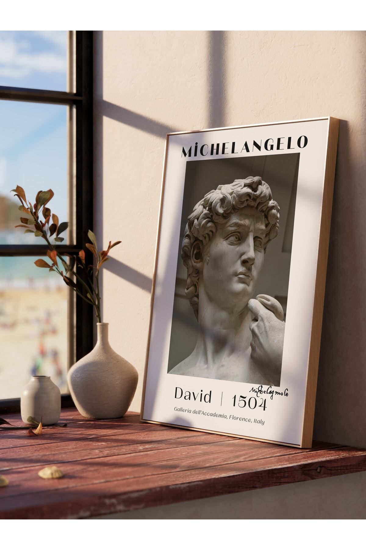 postifull Michelangelo Poster Tablo - David, Davut Heykeli Duvar Posteri - Çerçevesiz Sanat Serisi Posterleri