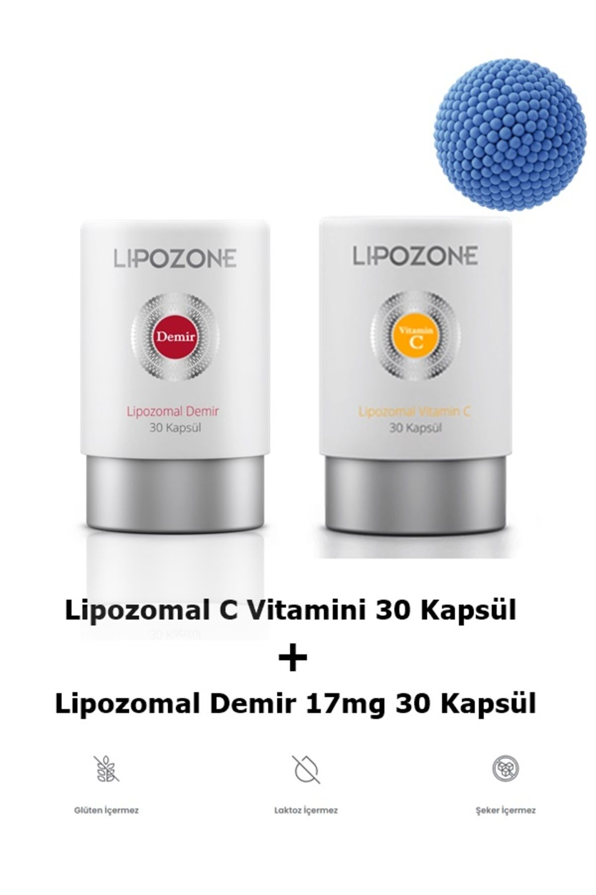 Lipozone Lipozomal Demir 17 Mg 30 Kapsül + Lipozomal Vitamin C Kapsül 30 Kapsül