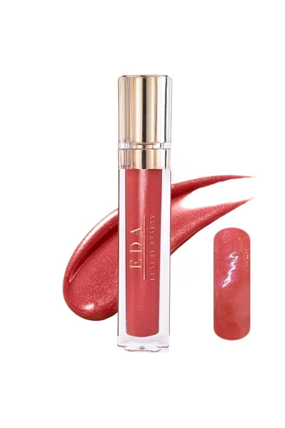 EDA LUXURY BEAUTY Love Dose Şeftali Rengi Pembe Simli Dudak Parlatıcısı Lipstick Lüks Parlak Ruj Diamond Lip Gloss