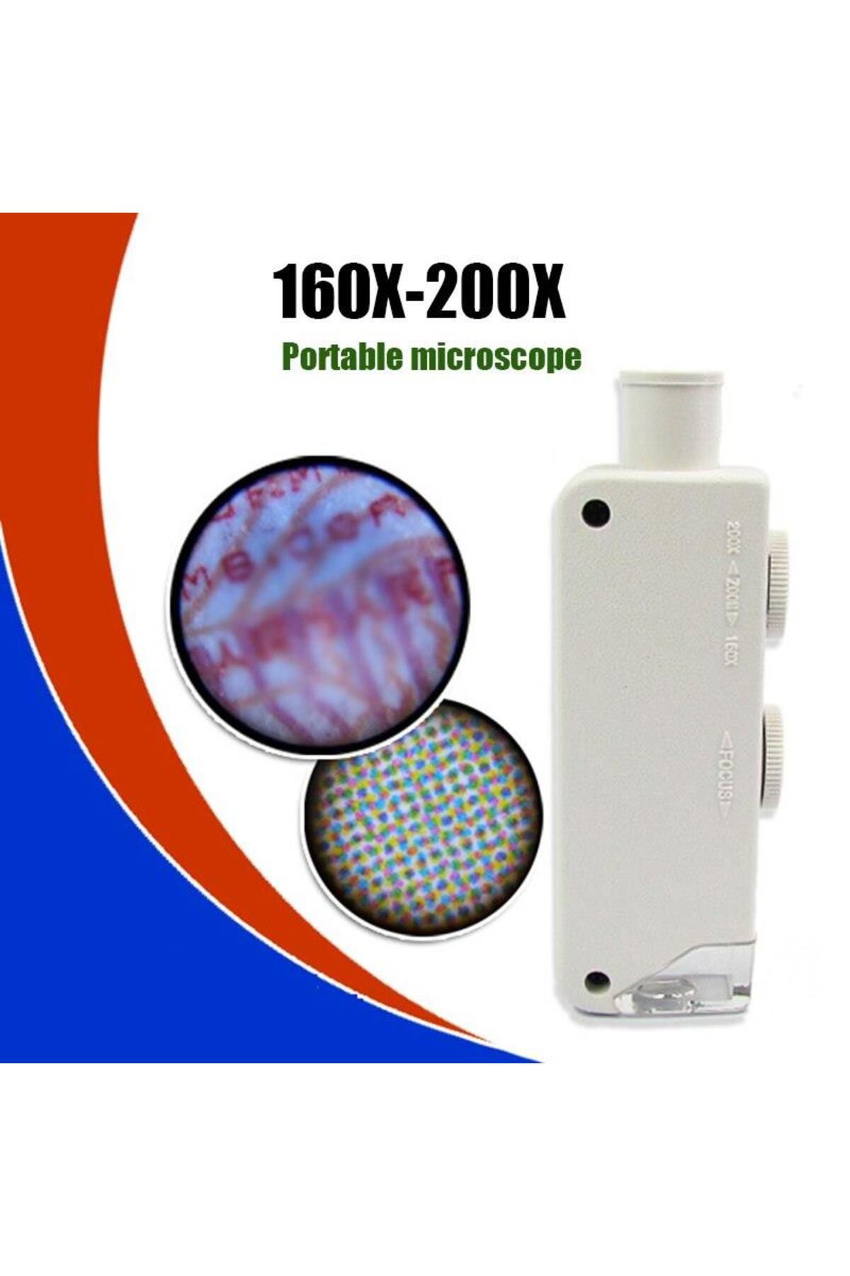 Sonoff 160-200x Beyaz Cep Optik Mikroskop El Büyüteç Aydınlatmalı Yakınlaştırmalı
