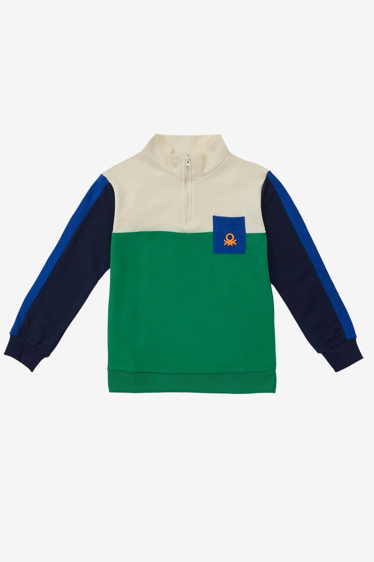 United Colors of Benetton Fermuar Yakalı Erkek Çocuk Sweatshirt