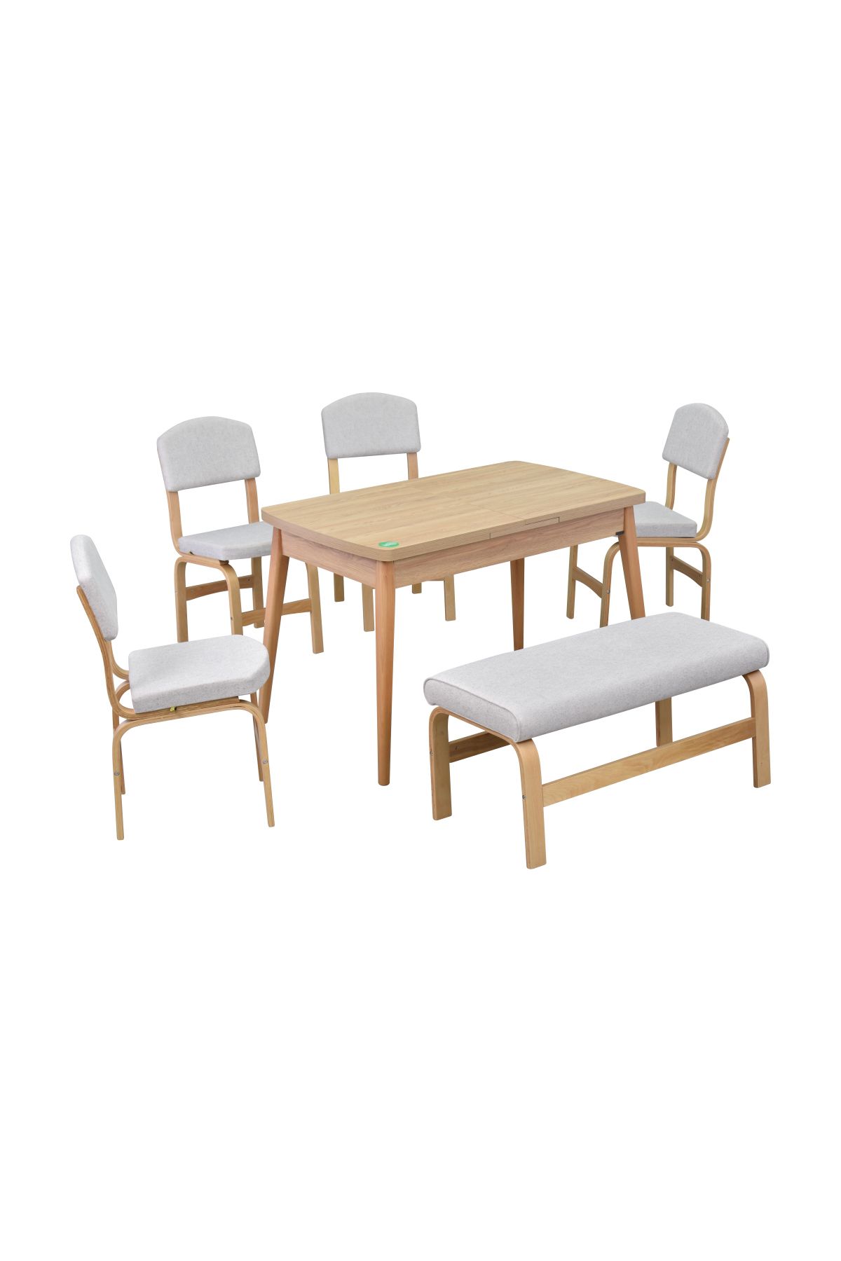 VİLİNZE Ege Sandalye-Bank Avanos Ahşap MDF Açılır Mutfak Masası Takımı - 70x120+30 cm