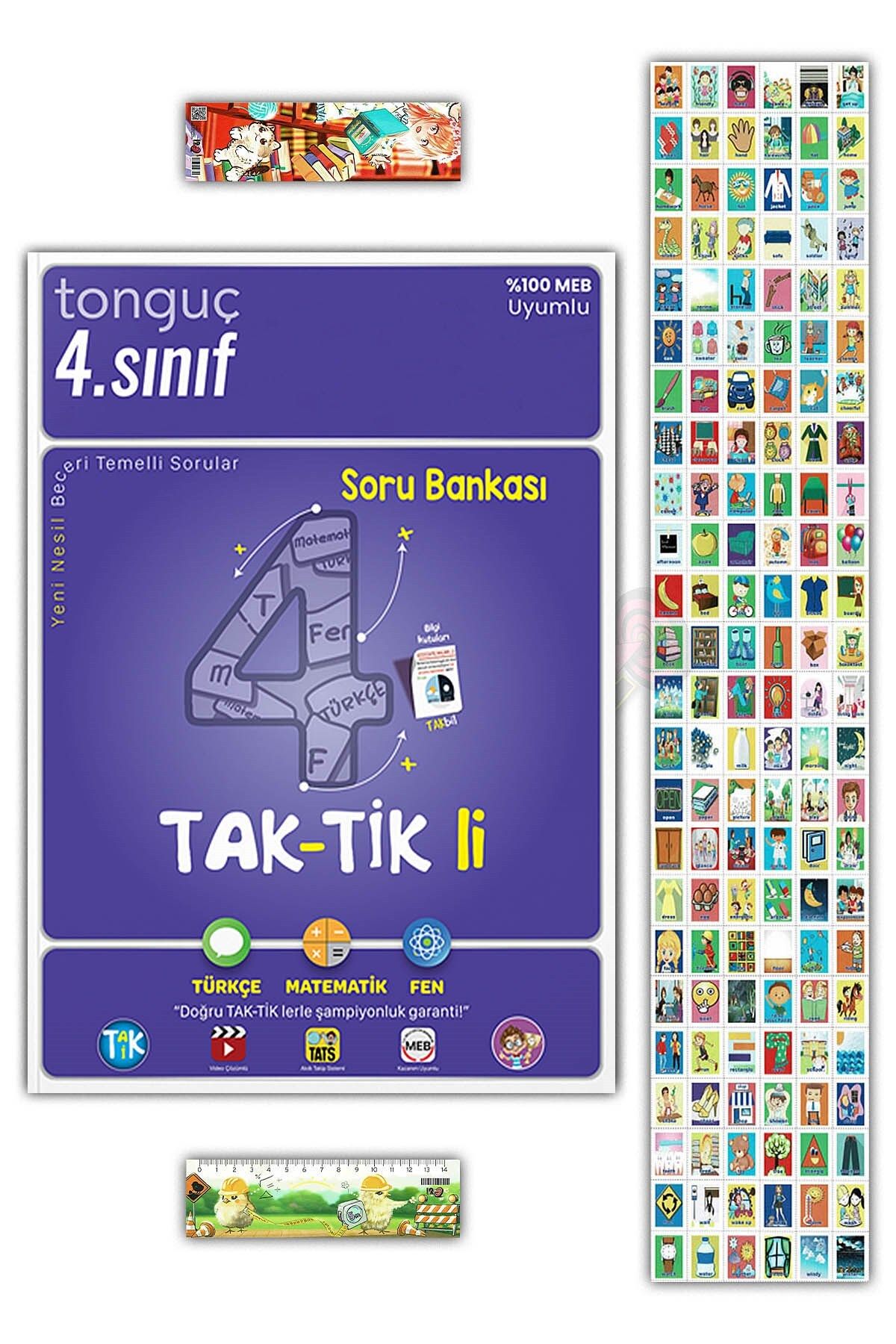 Tonguç Yayınları 4. Sınıf Taktikli Soru Bankası (Türkçe Matematik Fen) - İngilizce Kelime Kartları